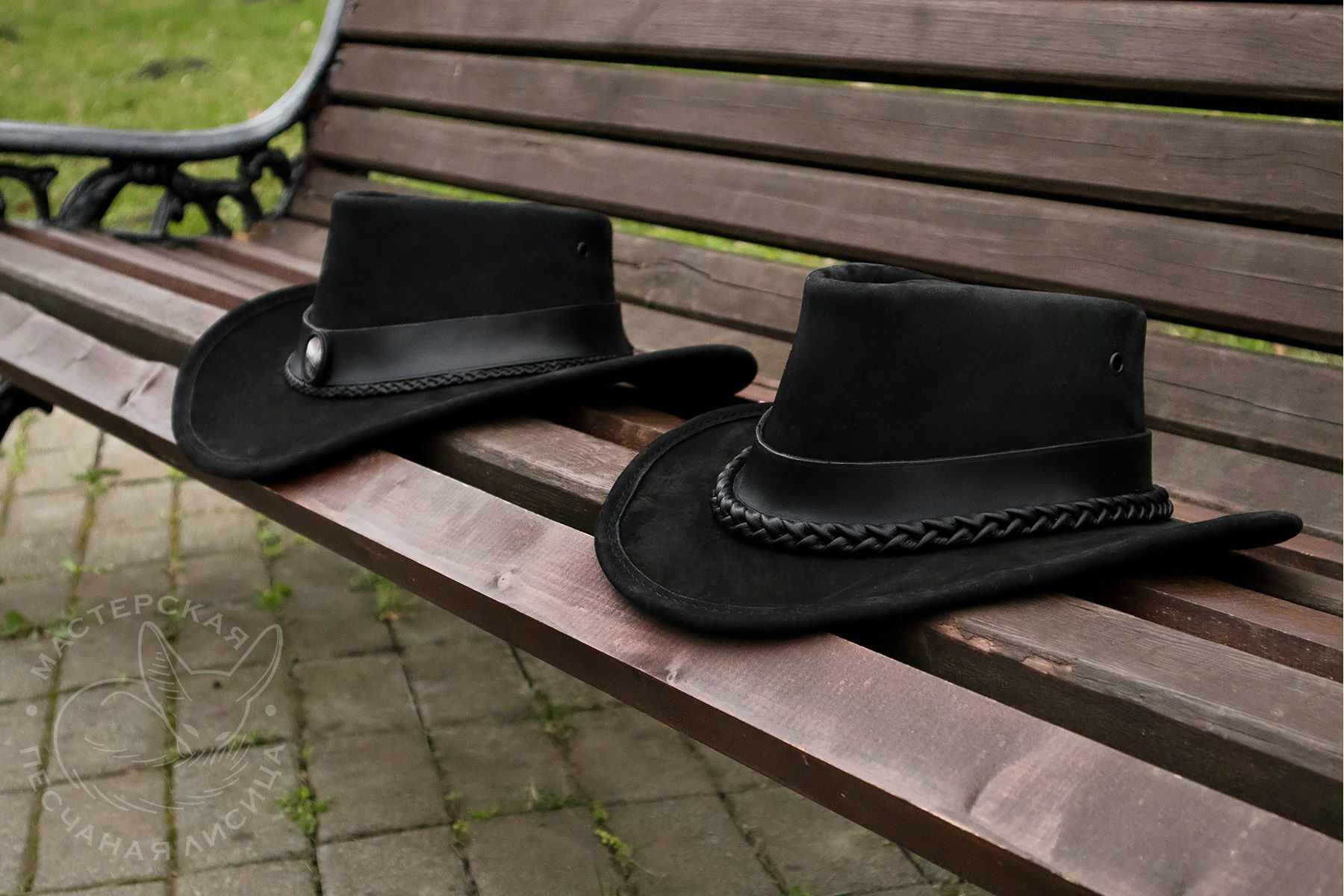 Two black hats: with and without stone :3 - My, Handmade, Hat, Leather, Craft, With your own hands, Leather products, Longpost, Needlework without process