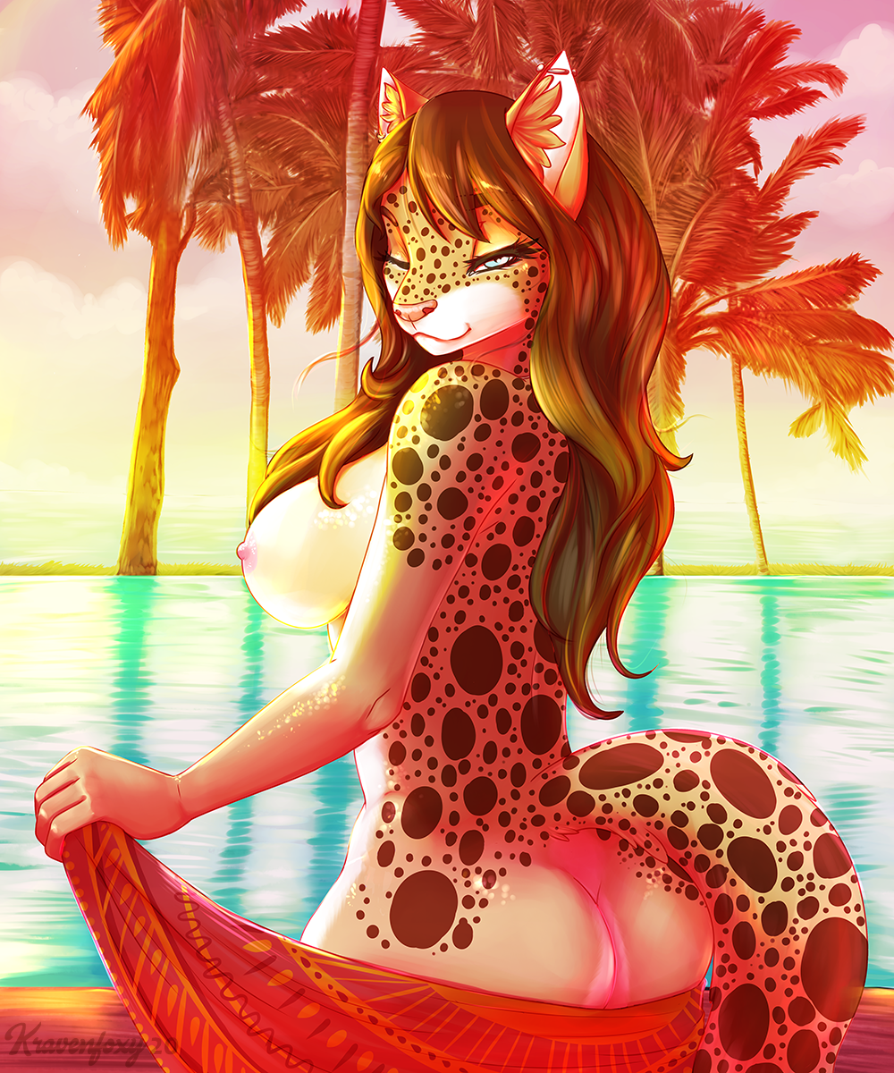 Summer heat - NSFW, Furry, Anthro, Art, Furotica, Kraven-Gothly, Booty, Breast