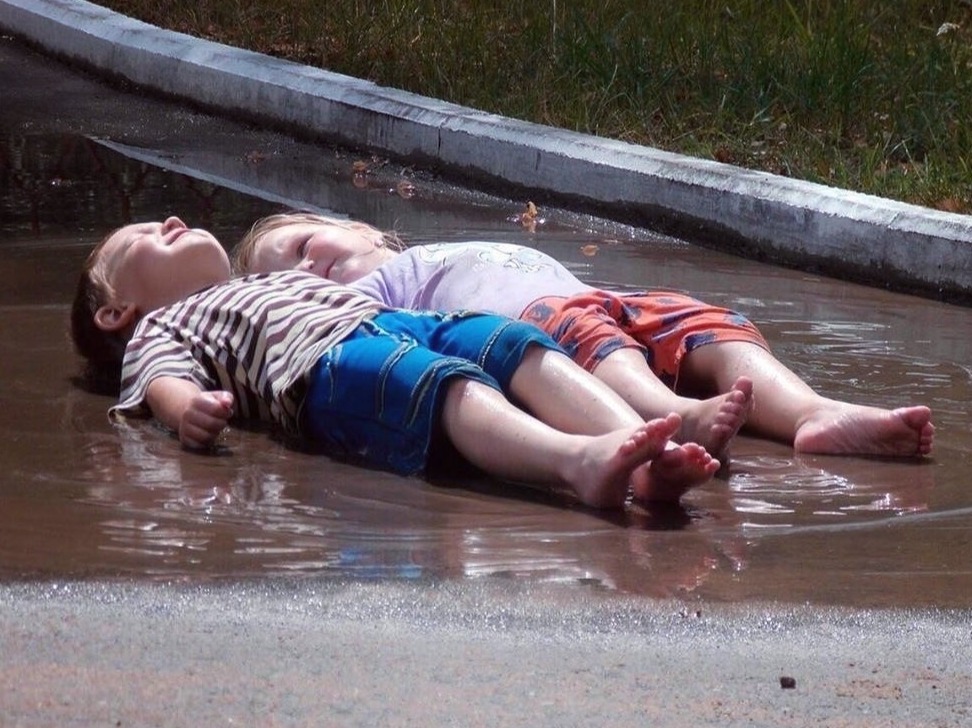 Sharing stars in puddles with you... - Copy-paste, The photo, Puddle, Children