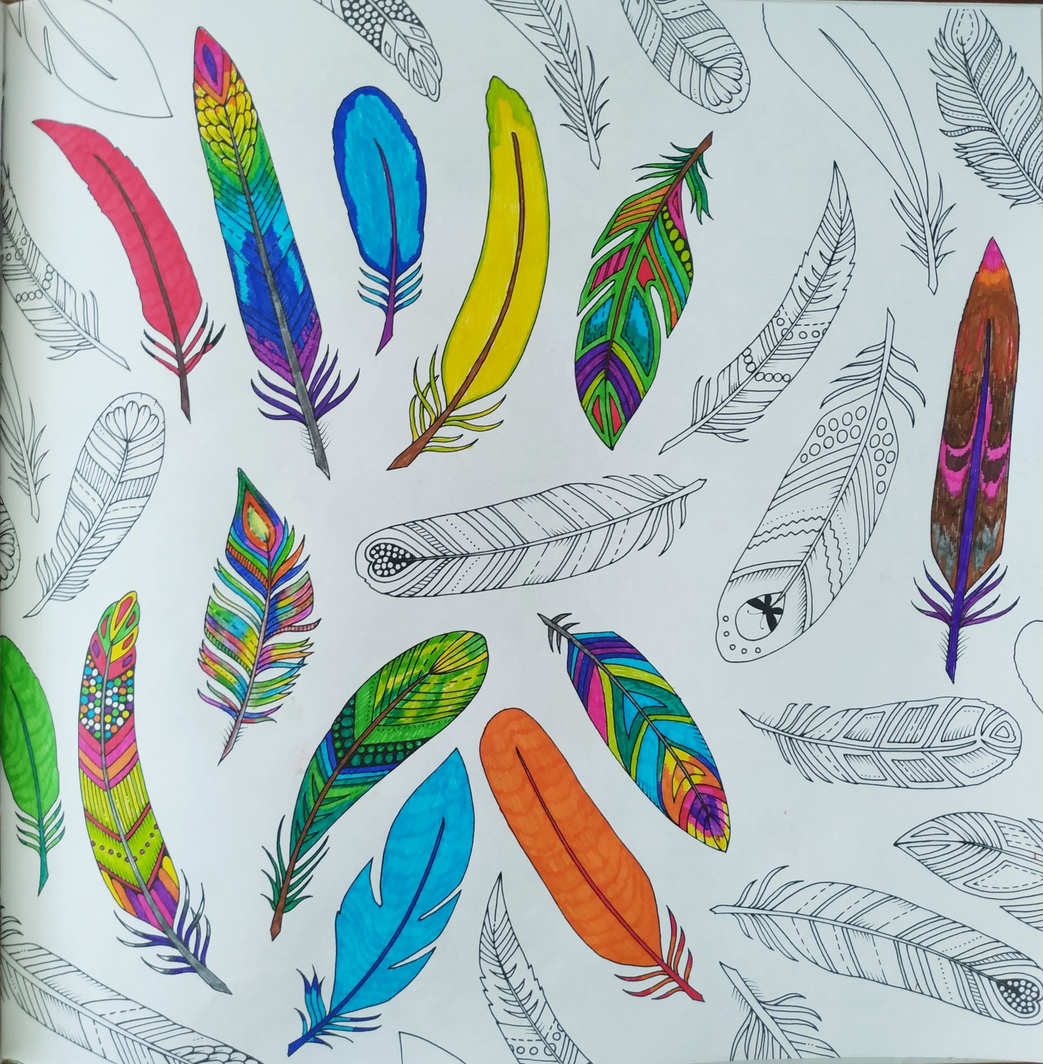 Coloring book with pencil - My, Coloring, Anti-stress coloring page, Capillary handle, Colour pencils, Longpost