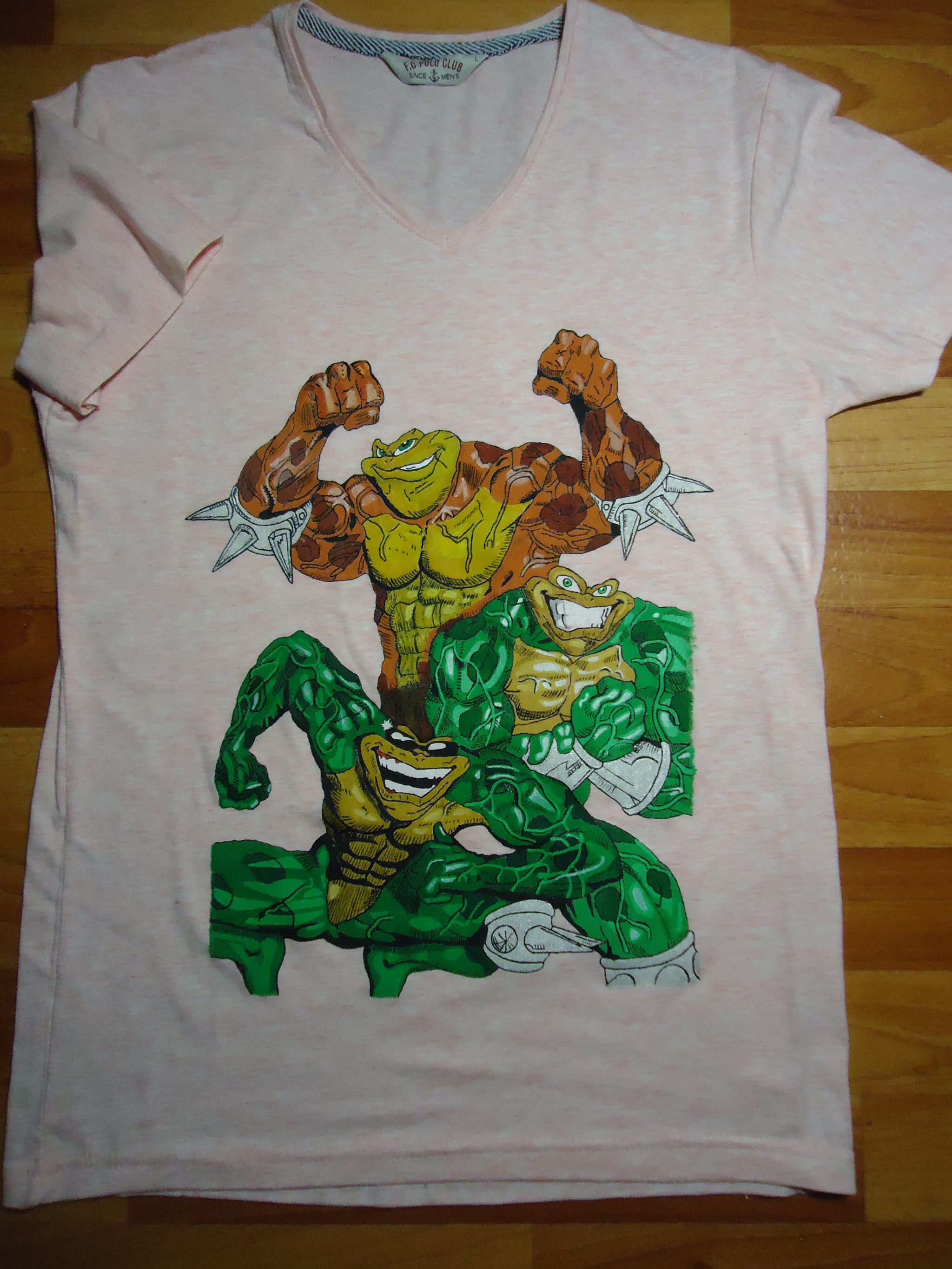 Hand painted T-shirt - Battletoads - My, Painting on fabric, Needlework without process, Drawing, Handmade, T-shirt, Battletoads, Longpost