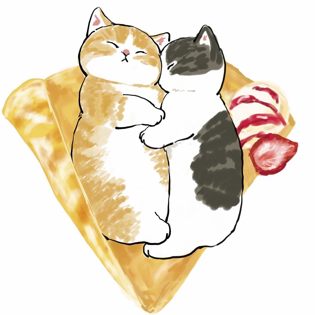 Cat pancakes - Art, Drawing, cat, Pancakes, Nyangsongi, Longpost