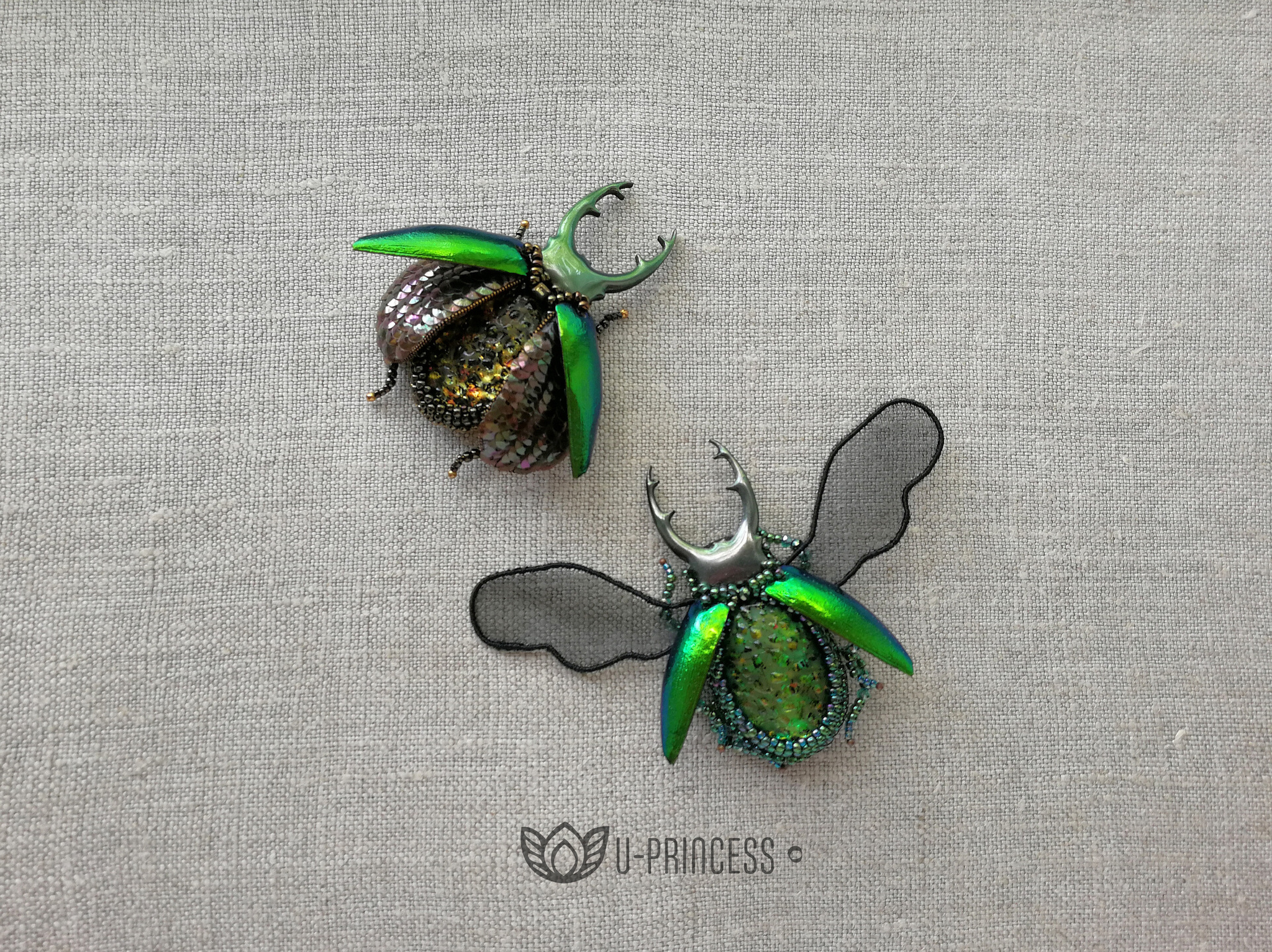 Beetle brooches. Part 5 - My, Brooch, Beads, Deer Beetle, Жуки, Handmade, Hobby, Needlework without process, Sequins, Longpost