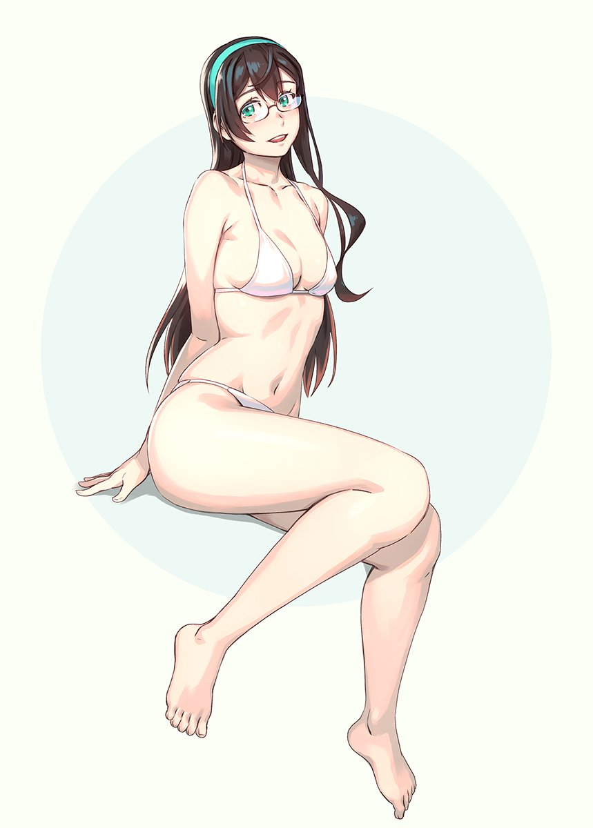 Ooyodo - NSFW, Kantai collection, Anime, Anime art, Ooyodo, Glasses, Swimsuit, Bikini