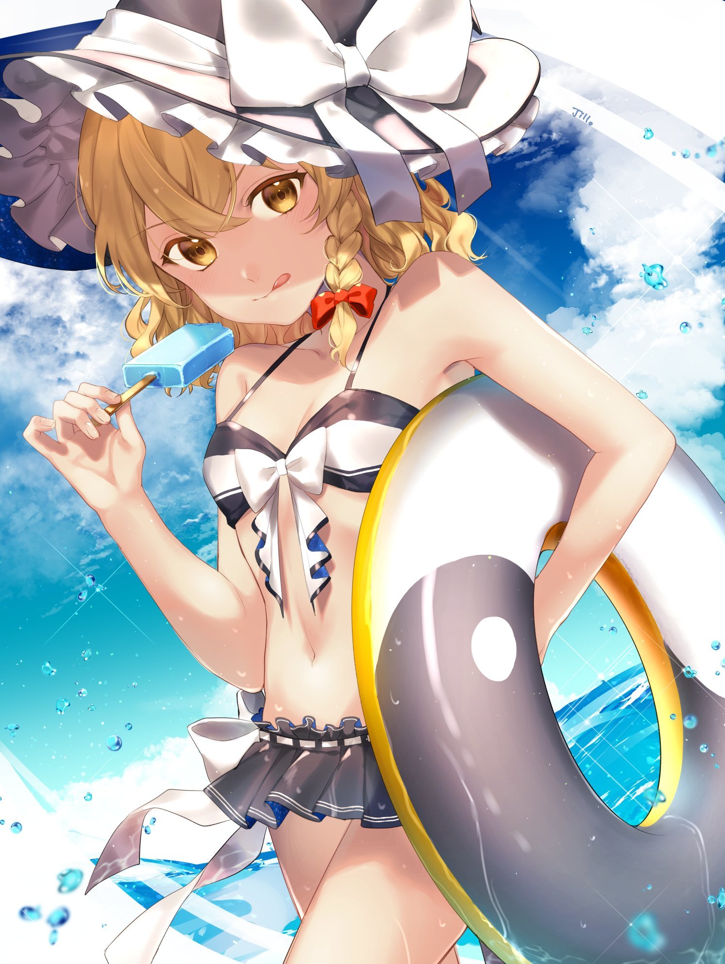 Marisa - NSFW, Anime, Anime art, Touhou, Kirisame marisa, Jill 07km, Swimsuit