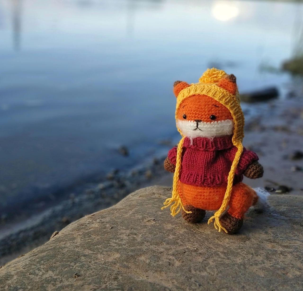 Crochet fox - My, Knitted toys, Crochet, Fox, Needlework without process, Longpost