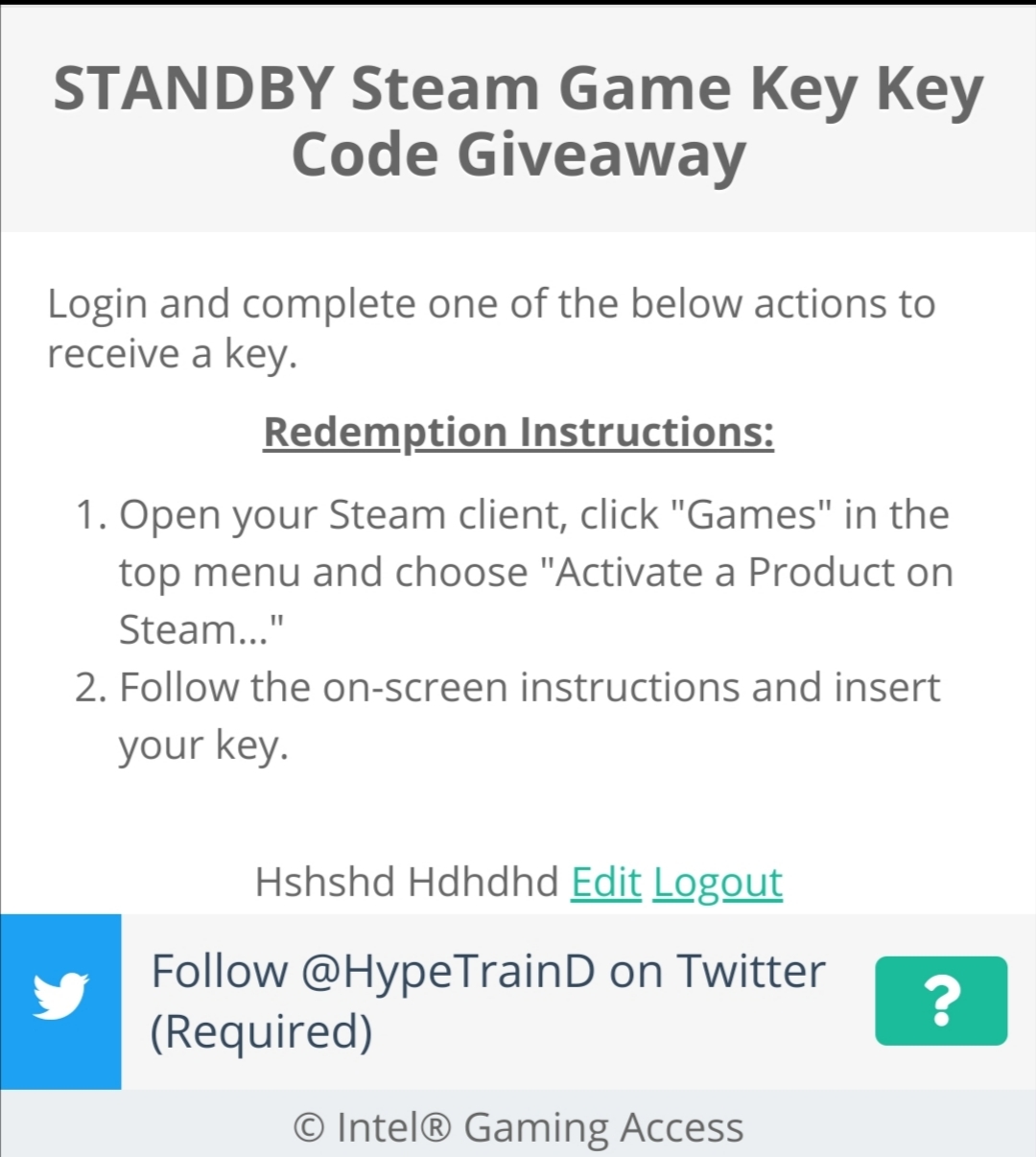 STANDBY for Steam [Giveaway completed] - Freebie, Computer games, Standby