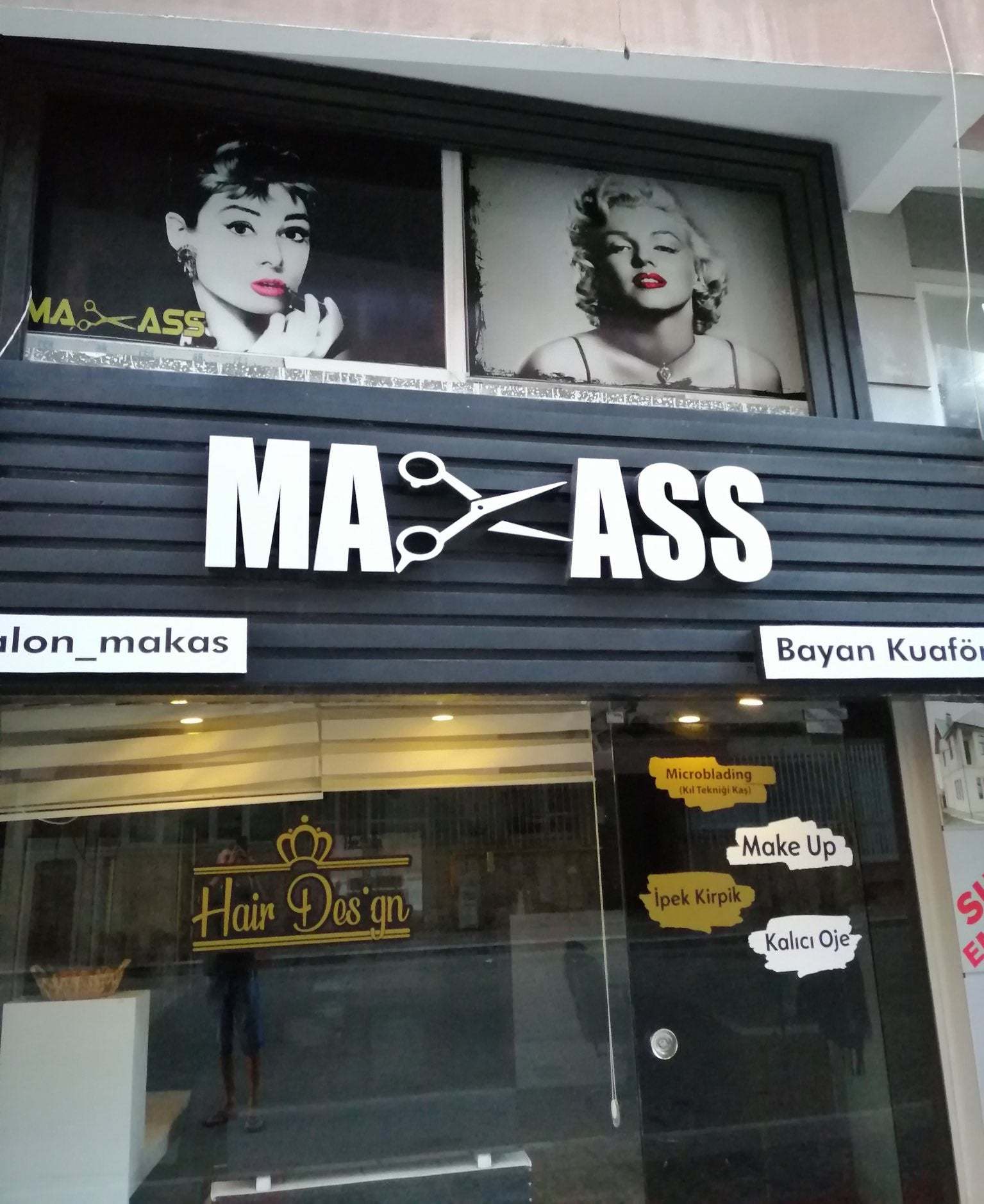 I wonder if they made this design special? - Salon, Beauty saloon, Scissors, Design, Logo, Signboard