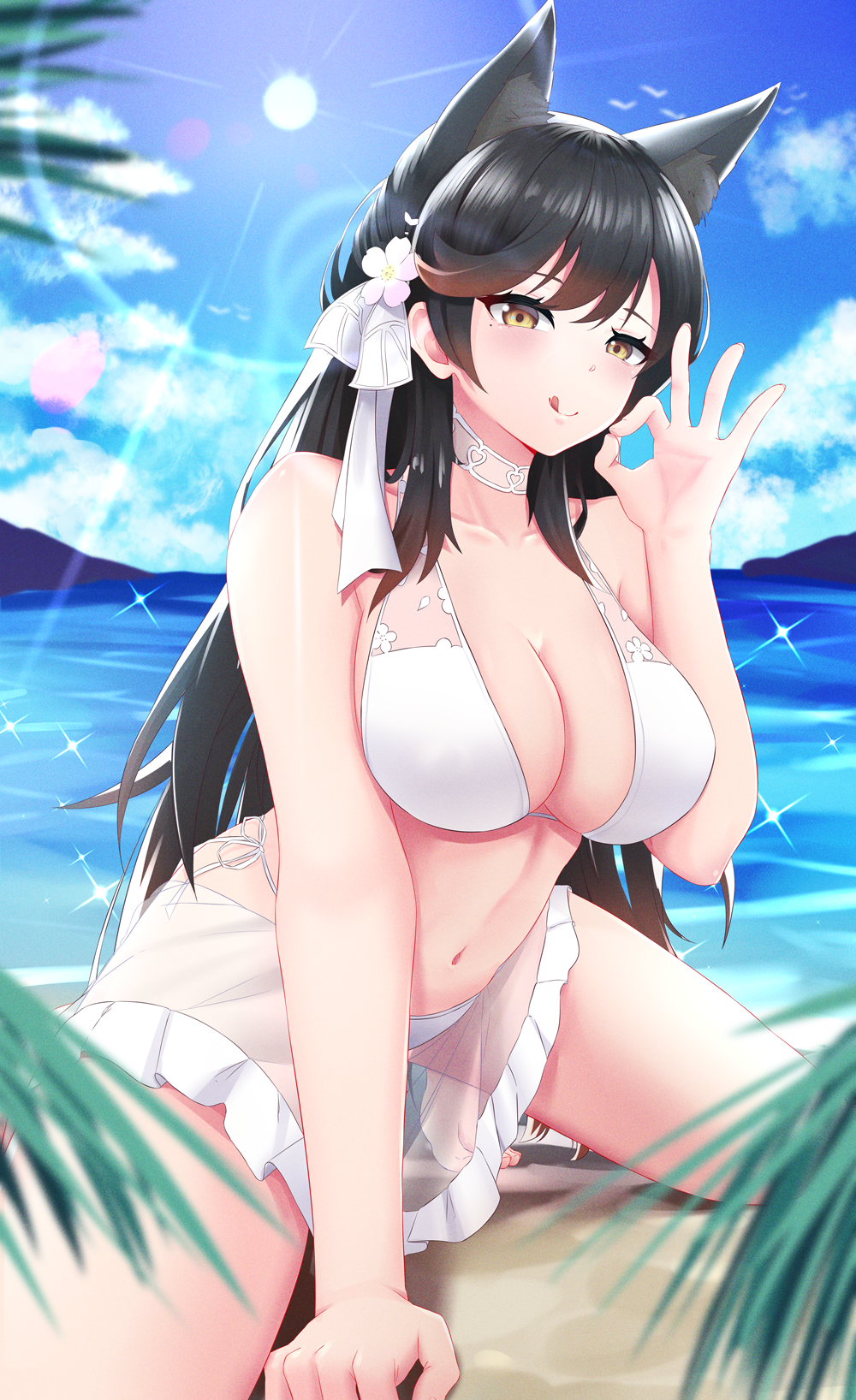 Atago - NSFW, Аниме, Anime Art, Azur Lane, Atago, Купальник, Грудь, Animal Ears