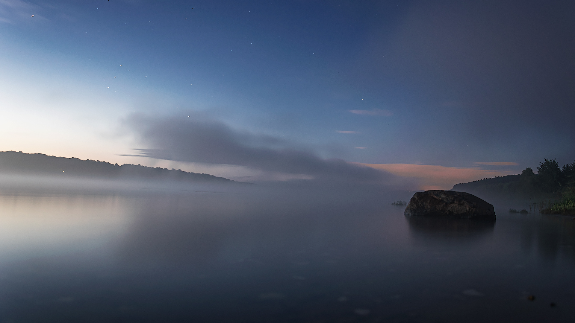 Night fog on the Volga - My, Night, Fog, Night shooting, River, Nikon d5300, Volga river