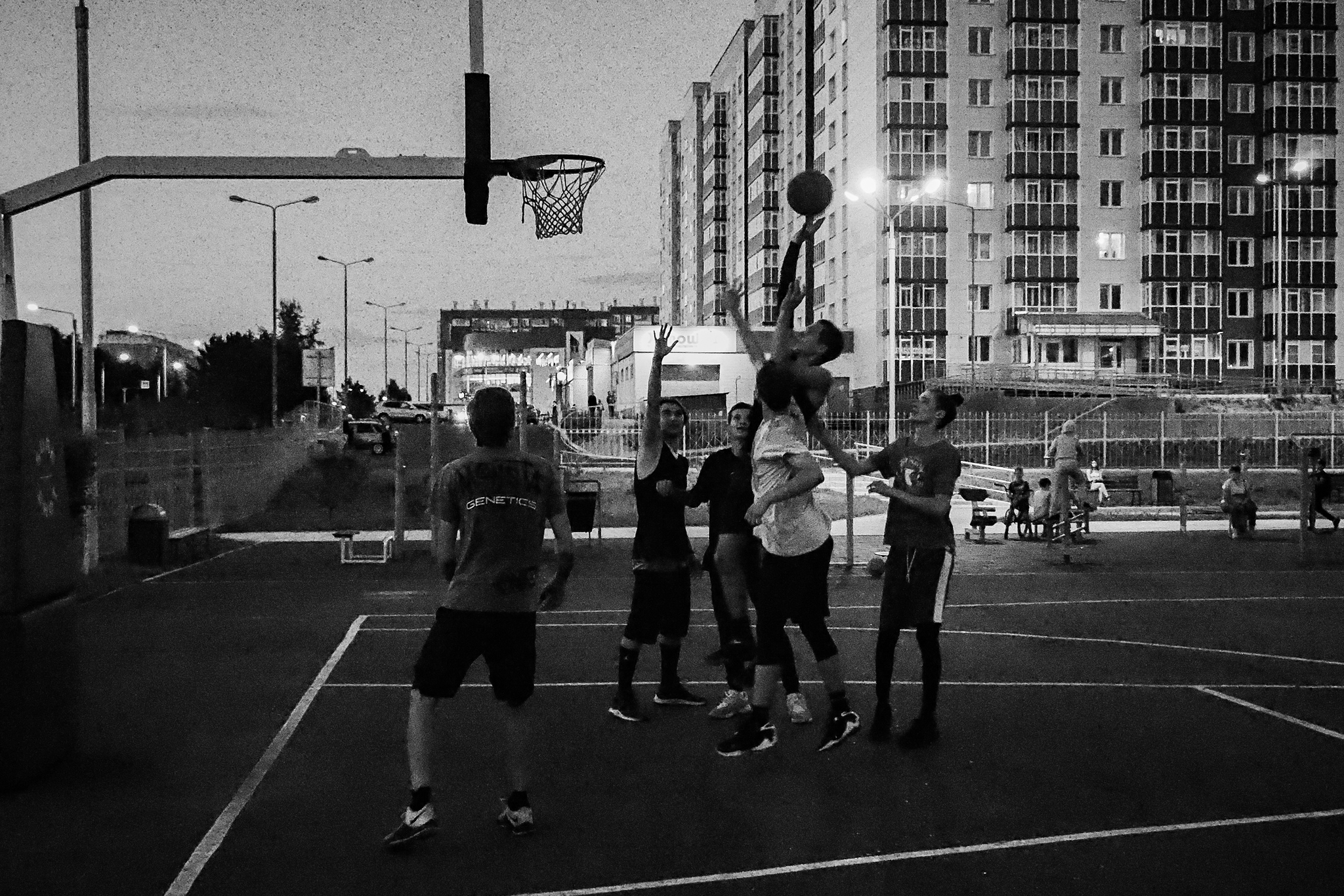 Streetball. B&W - My, The photo, Sport, Olympus, Stitball, Black and white photo, Longpost