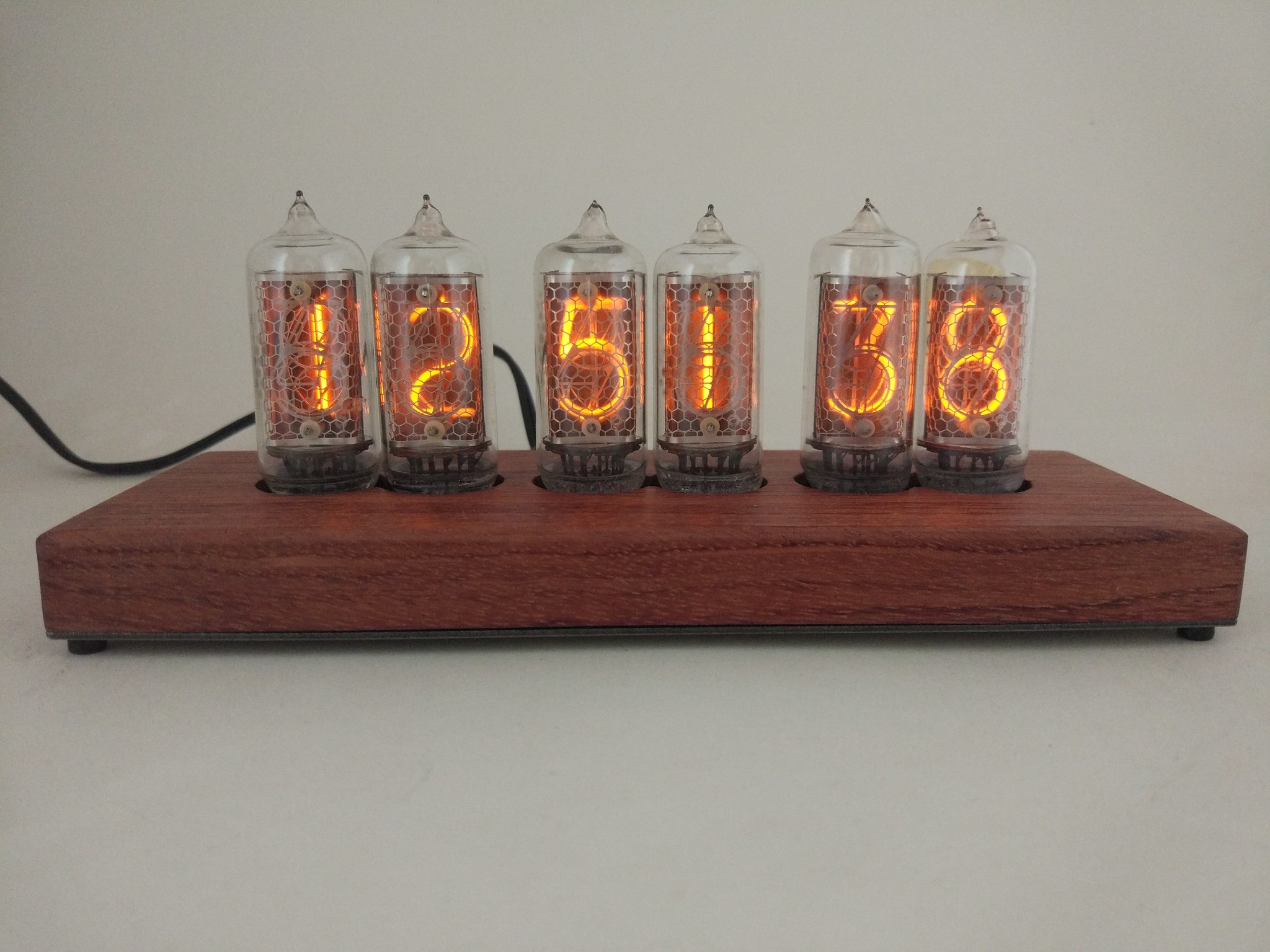 Clock with IN-8-2 lamps in a bubinga wood case - My, Homemade, With your own hands, Clock, Nixie, Лампа, Images, Hobby, Longpost, Needlework with process