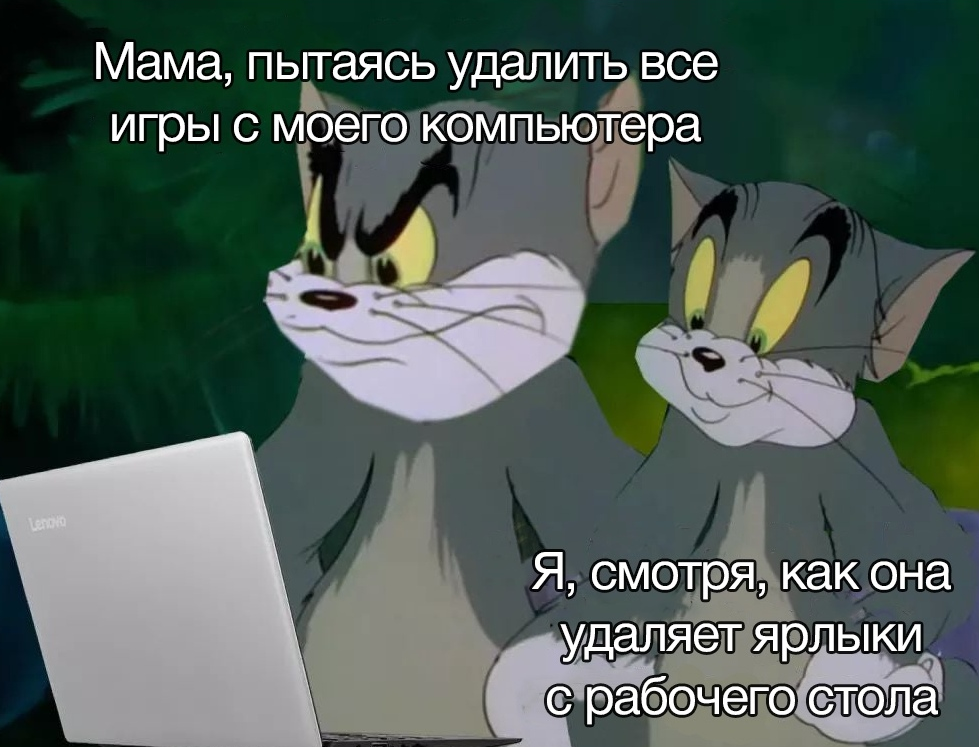 Я буду удалять сейчас все игры! - Мемы, Картинка с текстом, Том и Джерри, Компьютерные игры, Жизненно