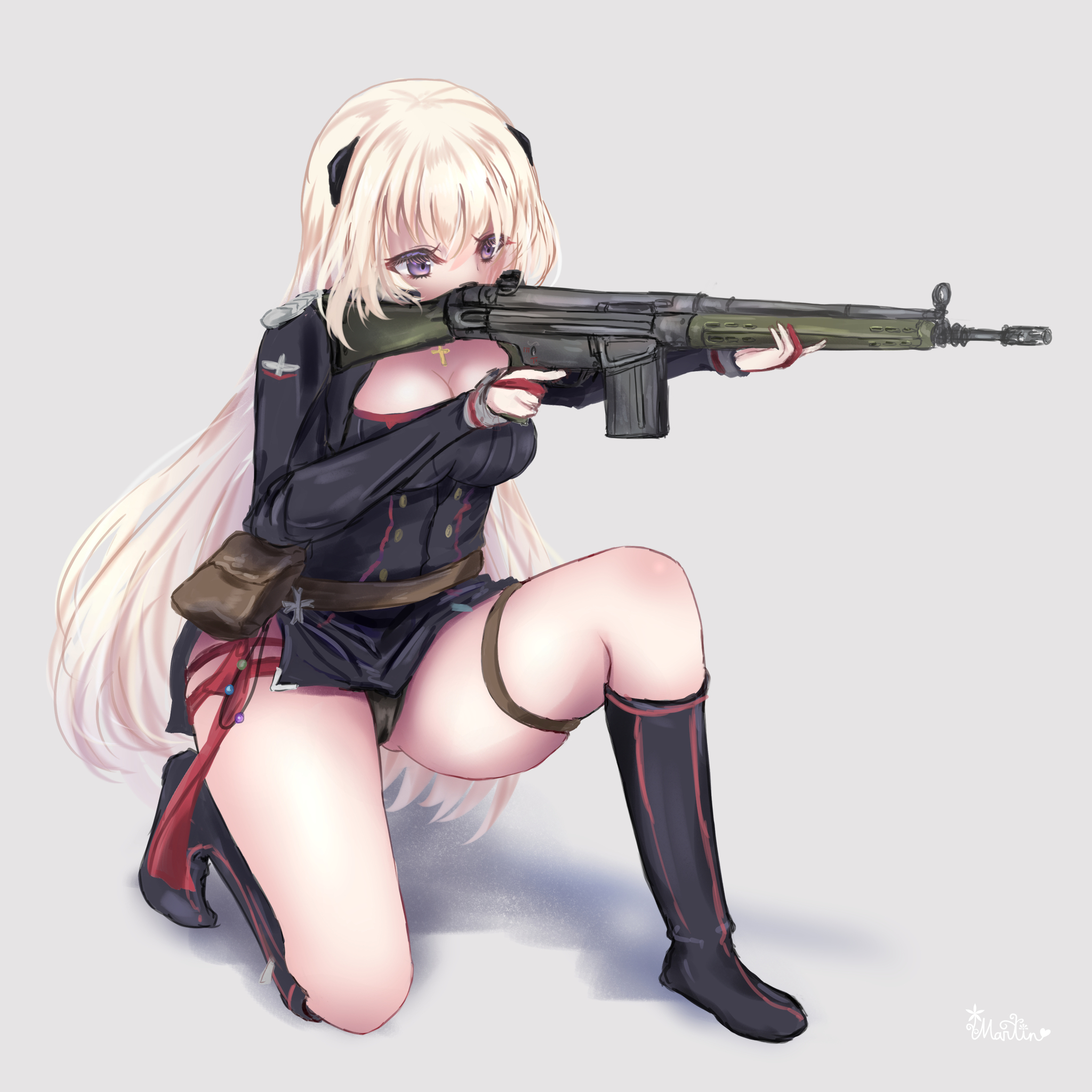 Girl with a gun - NSFW, Anime, Anime art, Girls frontline, Pixiv, Pantsu