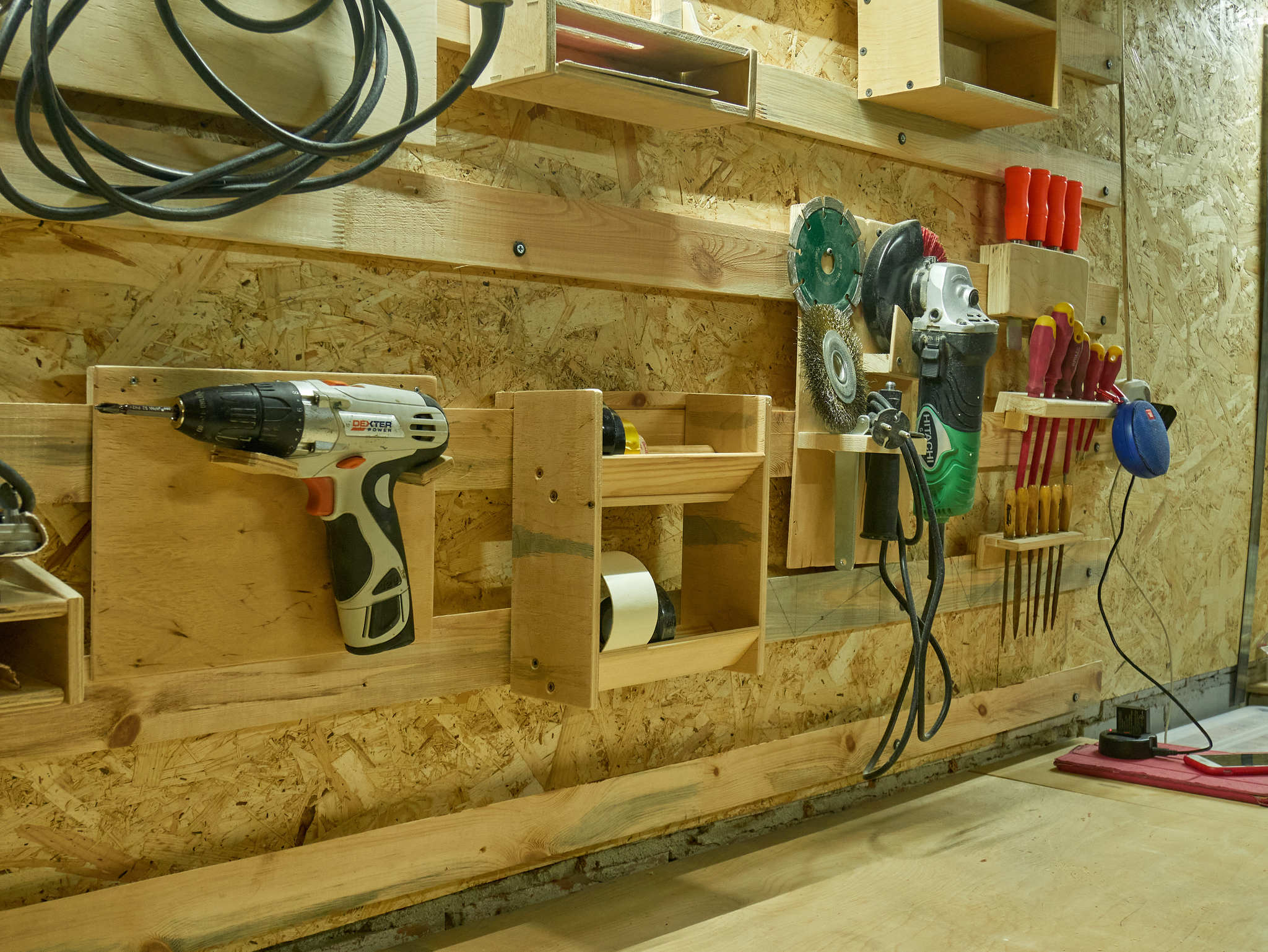 Shelf for electrical tape and adhesive tape in the French slats storage system - My, A shelf, Storage, France, Scotch, Insulating tape, With your own hands, Needlework with process, Video, Longpost