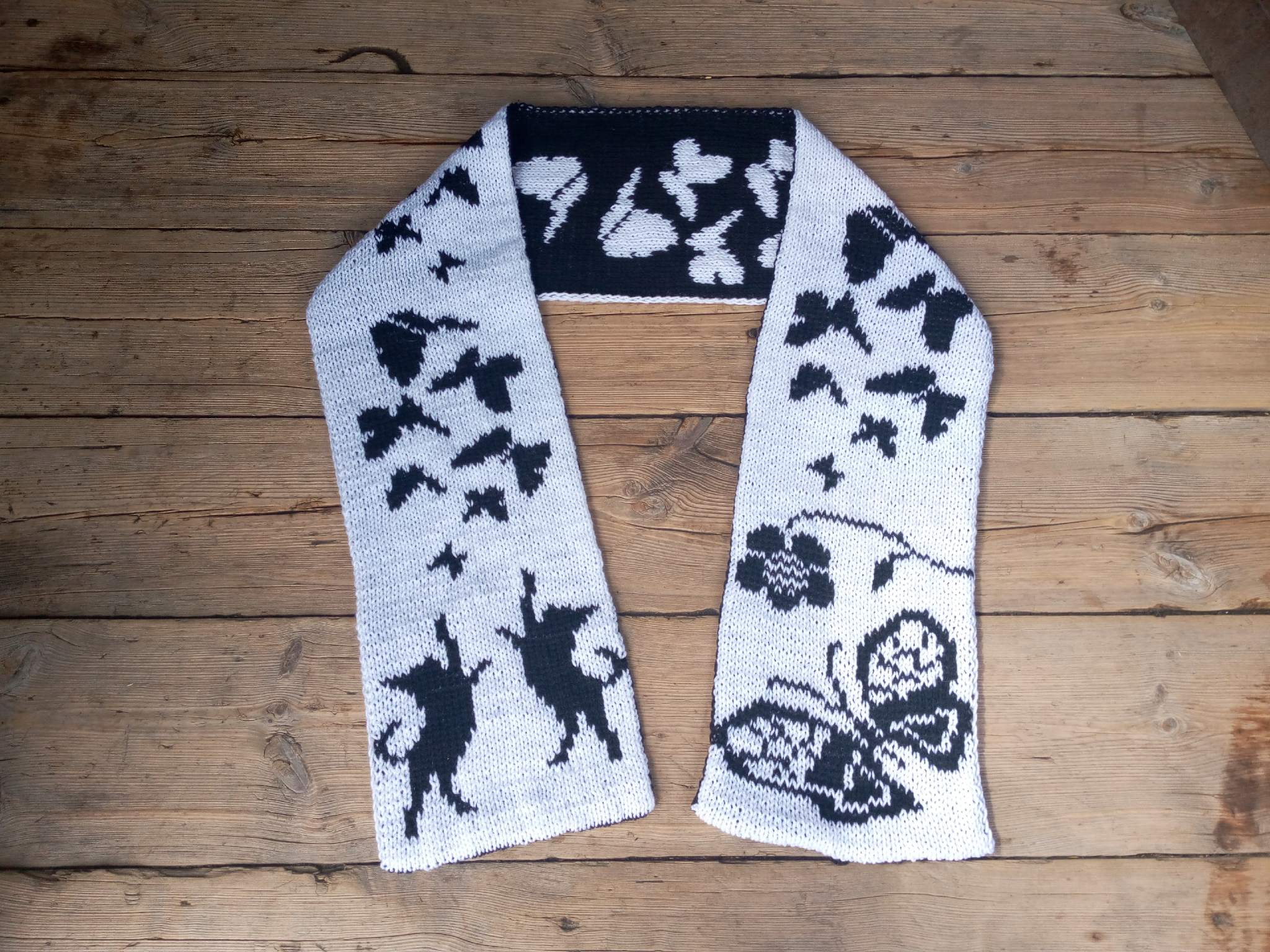 Reversible knitted scarf - My, Needlework without process, Knitting, Jacquard, Scarf, Longpost