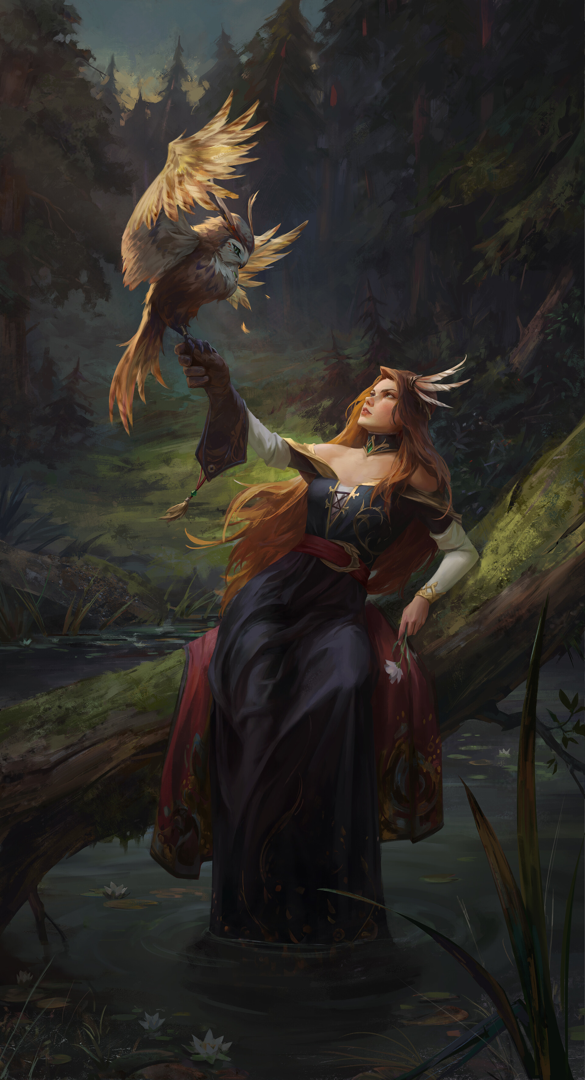 Erilyn - Art, Girls, Owl, Sergey Gurskiy, Fantasy