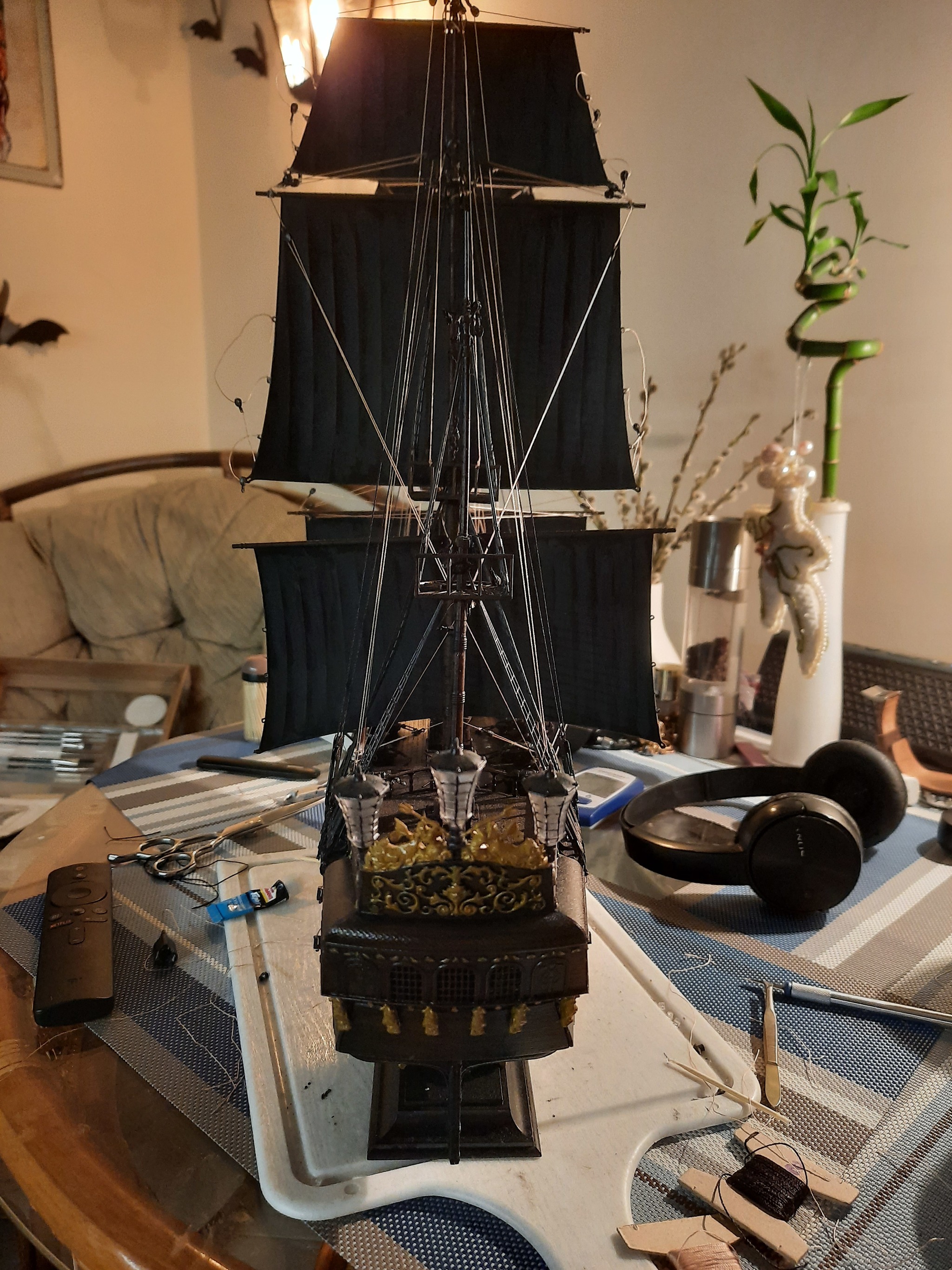 Black Pearl or how to occupy yourself for six months - My, Needlework without process, Modeling, Stand modeling, Black Pearl, Longpost, Ship