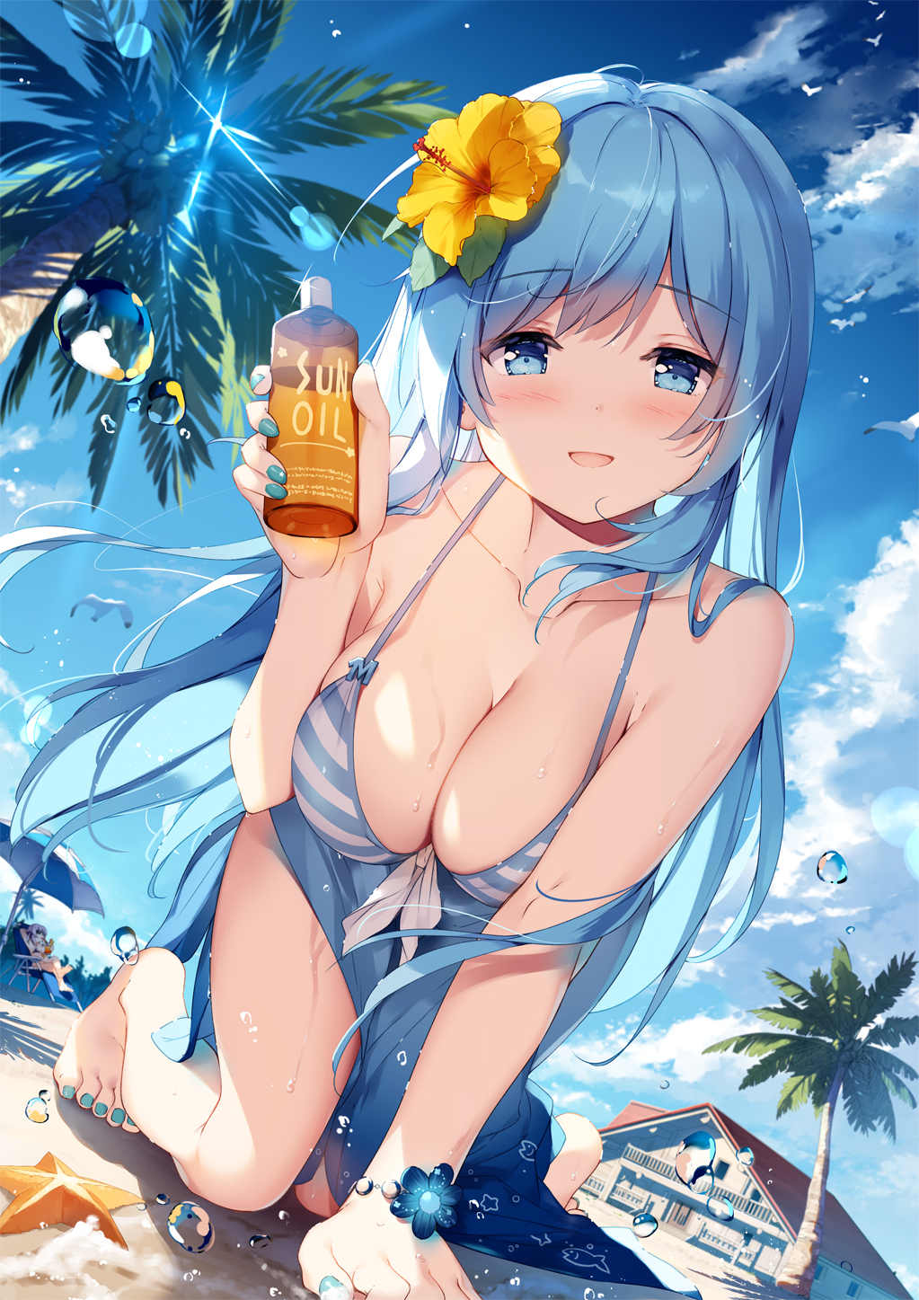 Can you help a little? - NSFW, Emori Miku Project, Emori Miku, Swimsuit, Anime, Boobs, Art, Erotic