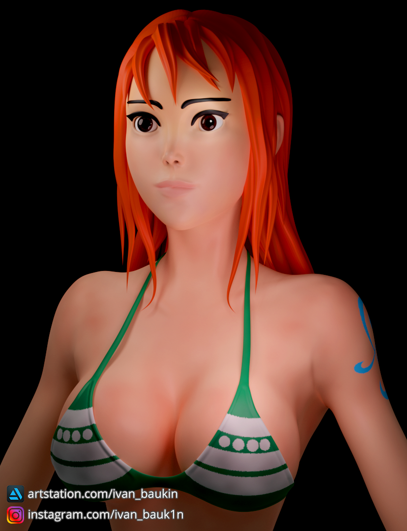 My version of Nami - My, Zbrush, Blender, Cycles, One piece, 3D graphics, Art, Computer graphics, Longpost, Nami