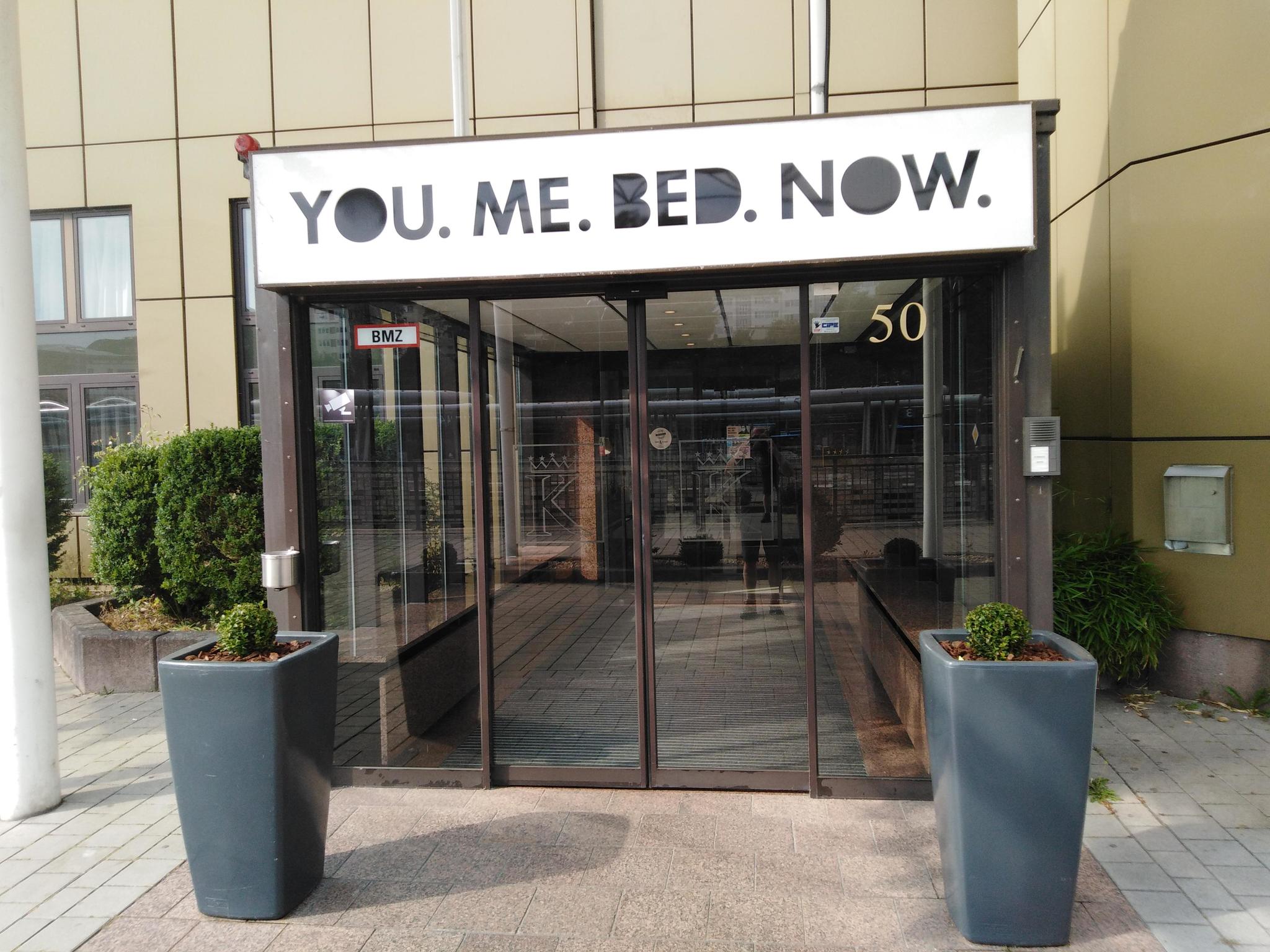 Sometimes you don't need more from a hotel - Hotel, Hotel, Signboard, Brevity, Bed, Name