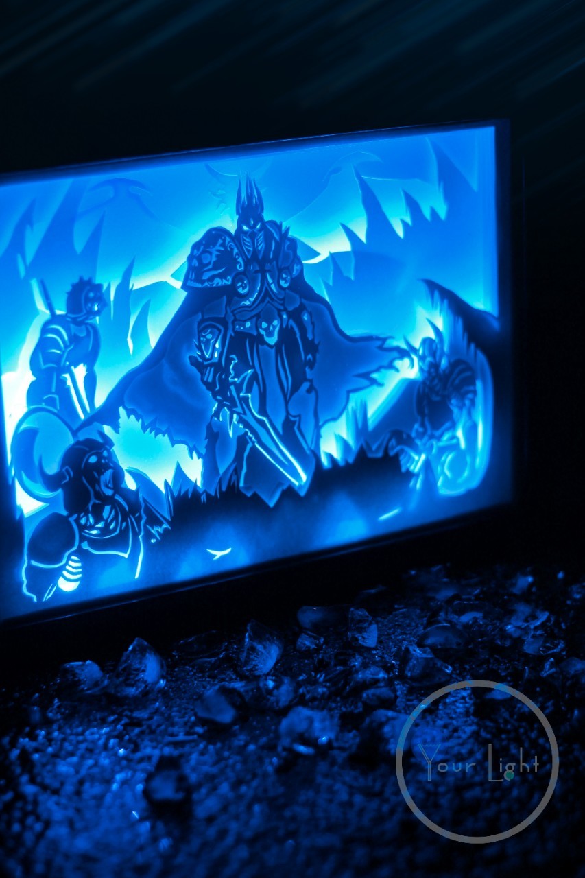 Лайтбокс The Lich king - Моё, World of Warcraft, Ручная работа, Рукоделие без процесса, Игры, Своими руками, Пятничный тег моё, Творчество, Длиннопост, Артас Менетил