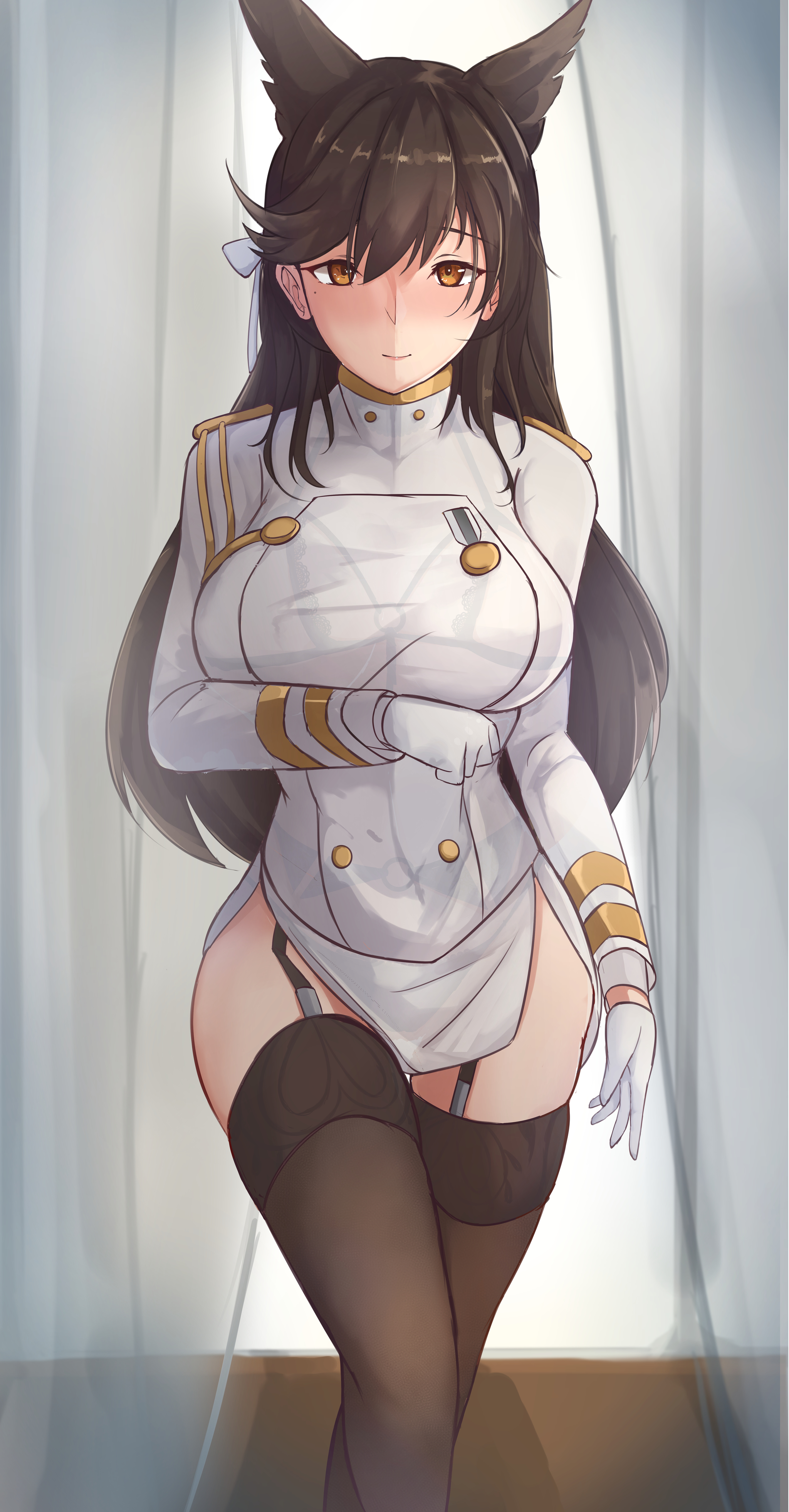 Atago - NSFW, Аниме, Anime Art, Azur Lane, Atago, Нижнее белье, Грудь, Панцу, Чулки, Animal Ears, Длиннопост