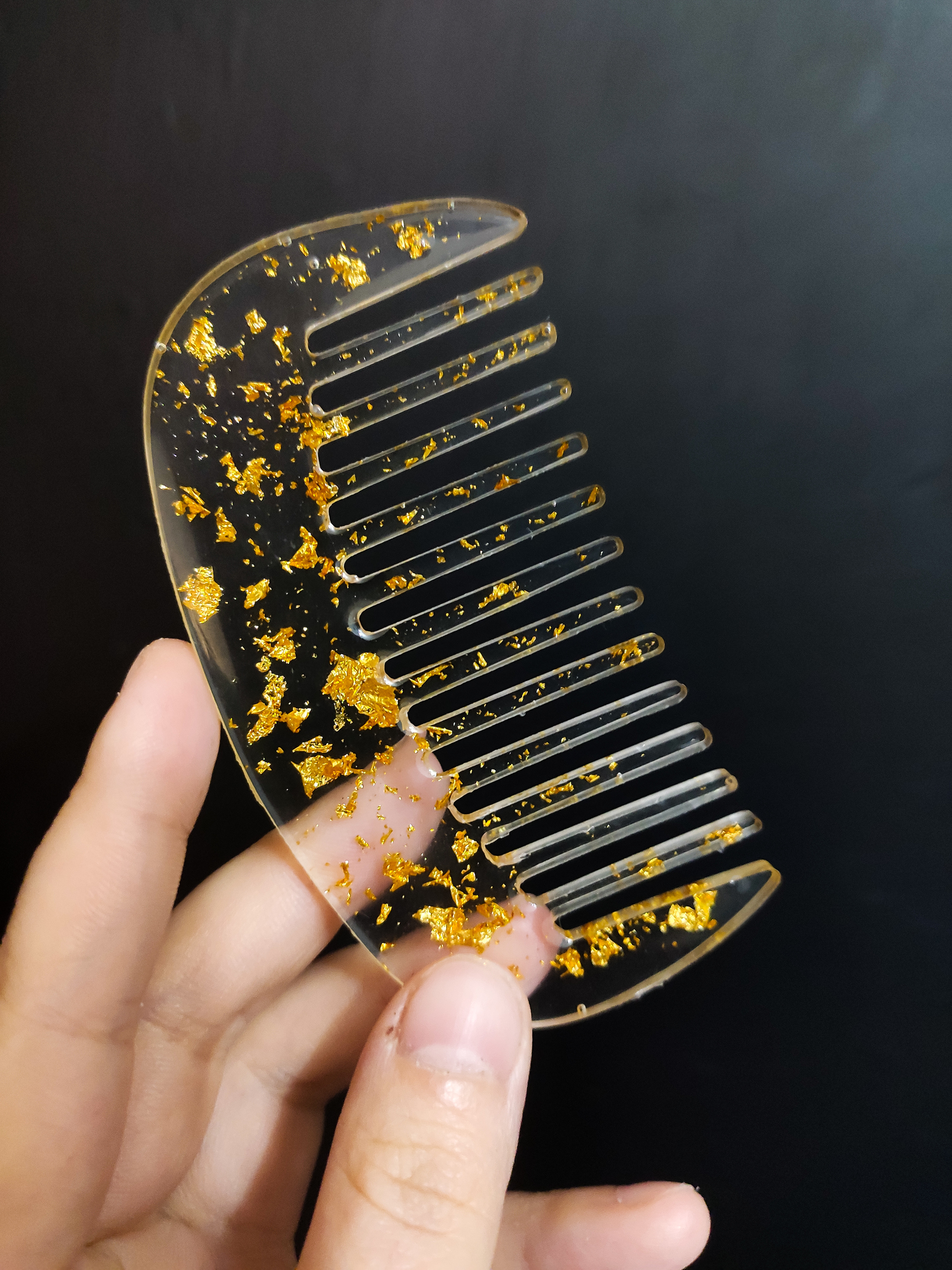 Epoxy comb with gold leaf - My, Epoxy resin, Epoxy resin jewelry, Hairbrush