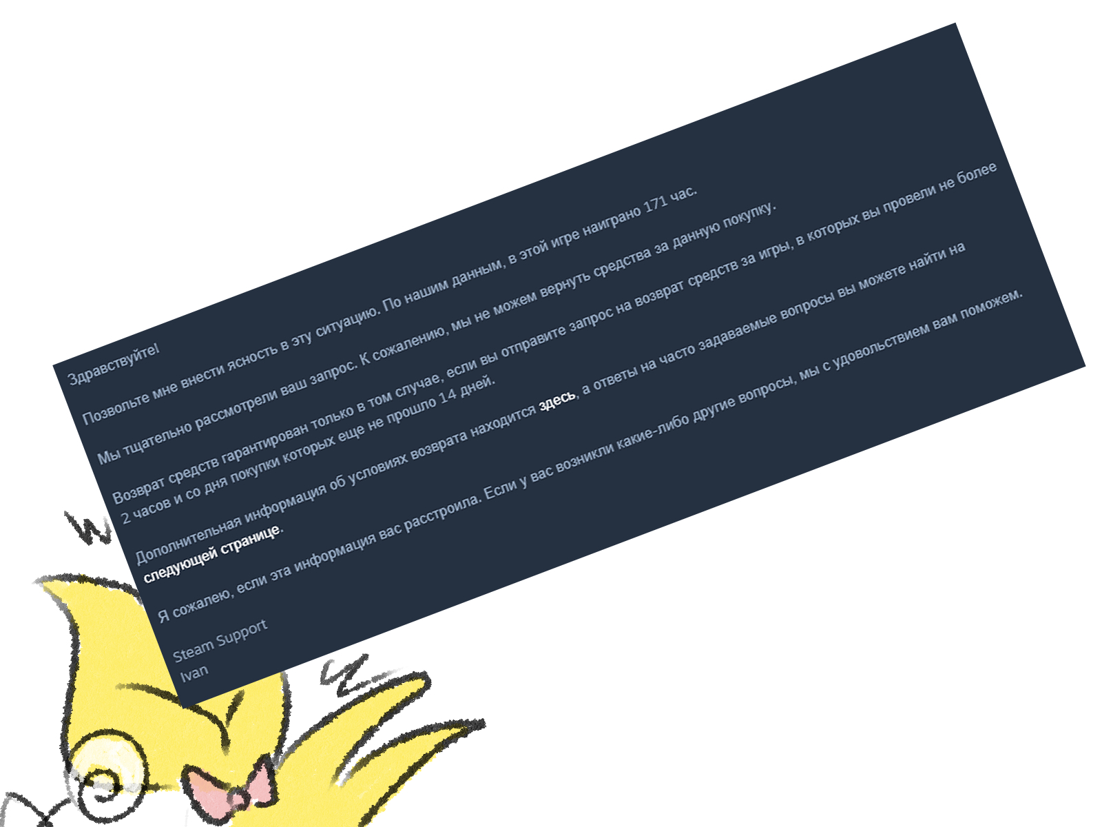 Поддержка Steam - Моё, Служба поддержки, Steam, Печаль, Возврат, Комиксы, Игры, Длиннопост