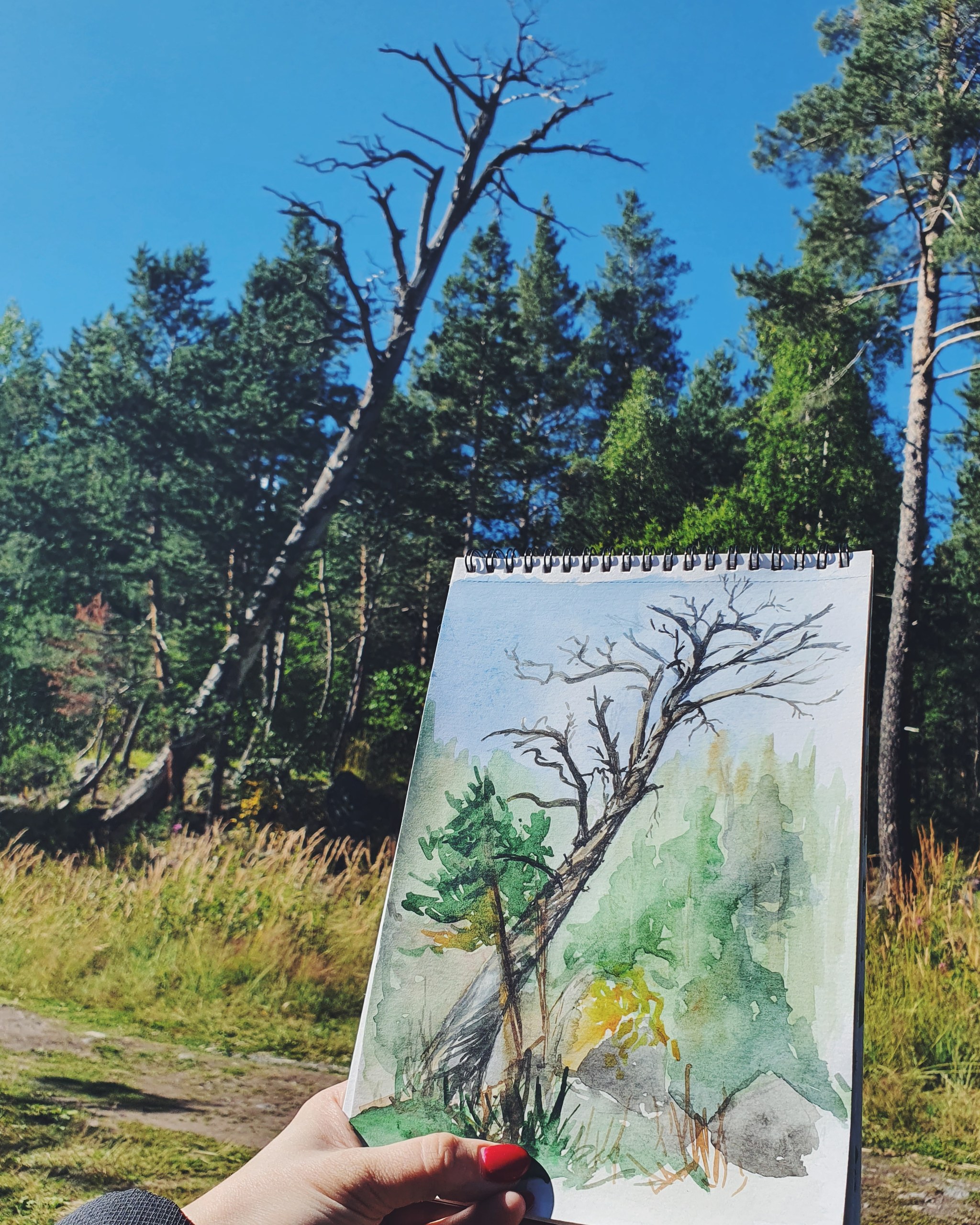 The incredible adventures of Nastya and watercolors. Day 4 - My, Elbrus, Elbrus, Watercolor, Nature, Travels, Painting, Longpost