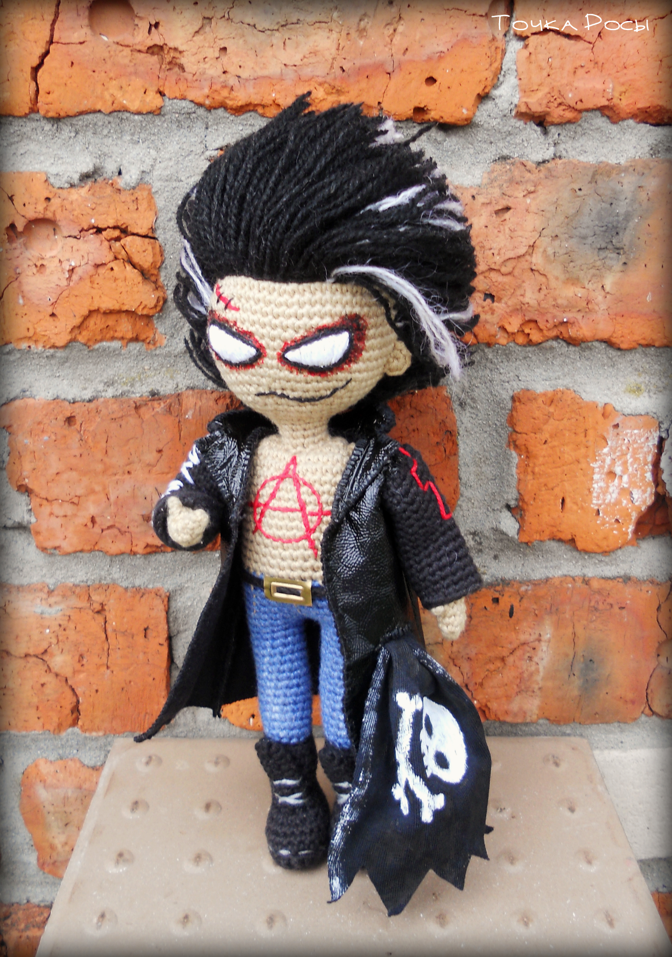 Dead anarchist. Knitted doll - My, King and the Clown, Dead Anarchist, Crochet, Knitted toys, Amigurumi, Interior doll, Sorcerer's Doll, Punk rock, Longpost, Needlework without process