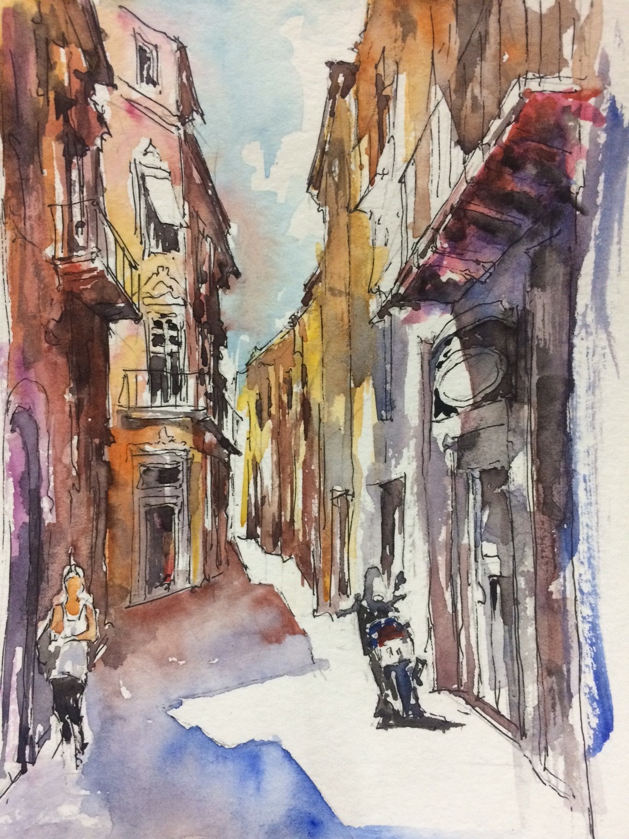 Catalan sketches - My, Watercolor, Sketch, Catalonia, Spain, Landscape, Longpost