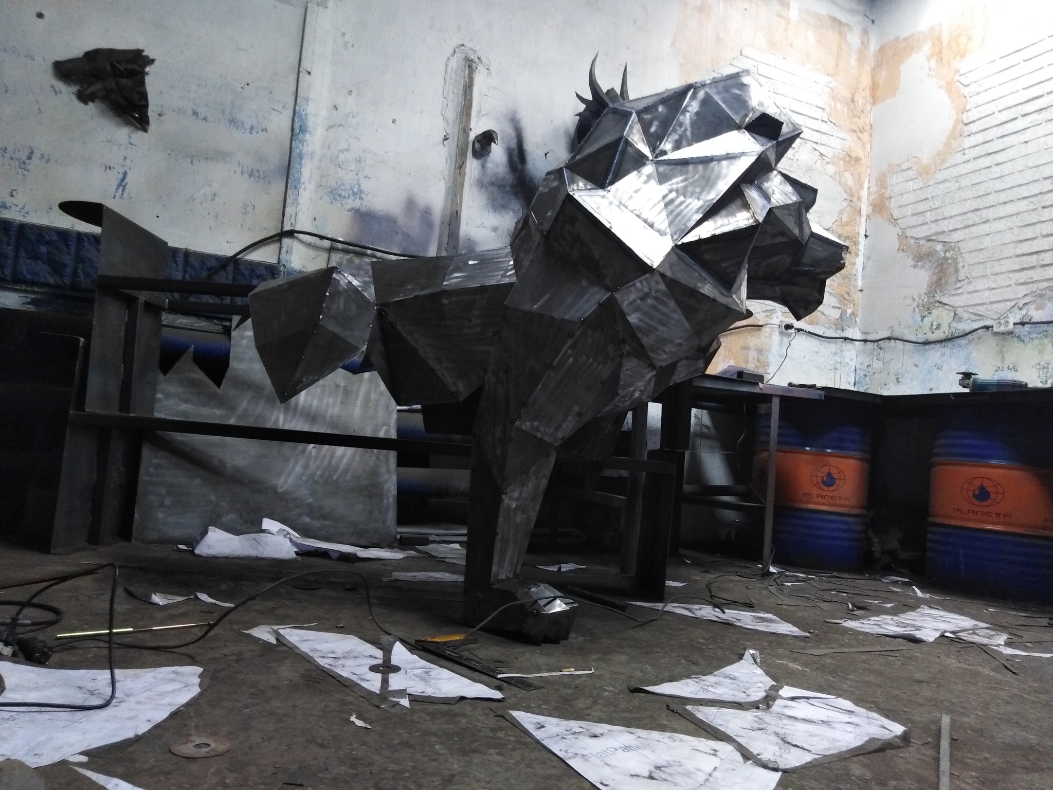 New cat in the workshop - Handmade, With your own hands, Welding, Mig, a lion, Papercraft, Mat, Video, Longpost