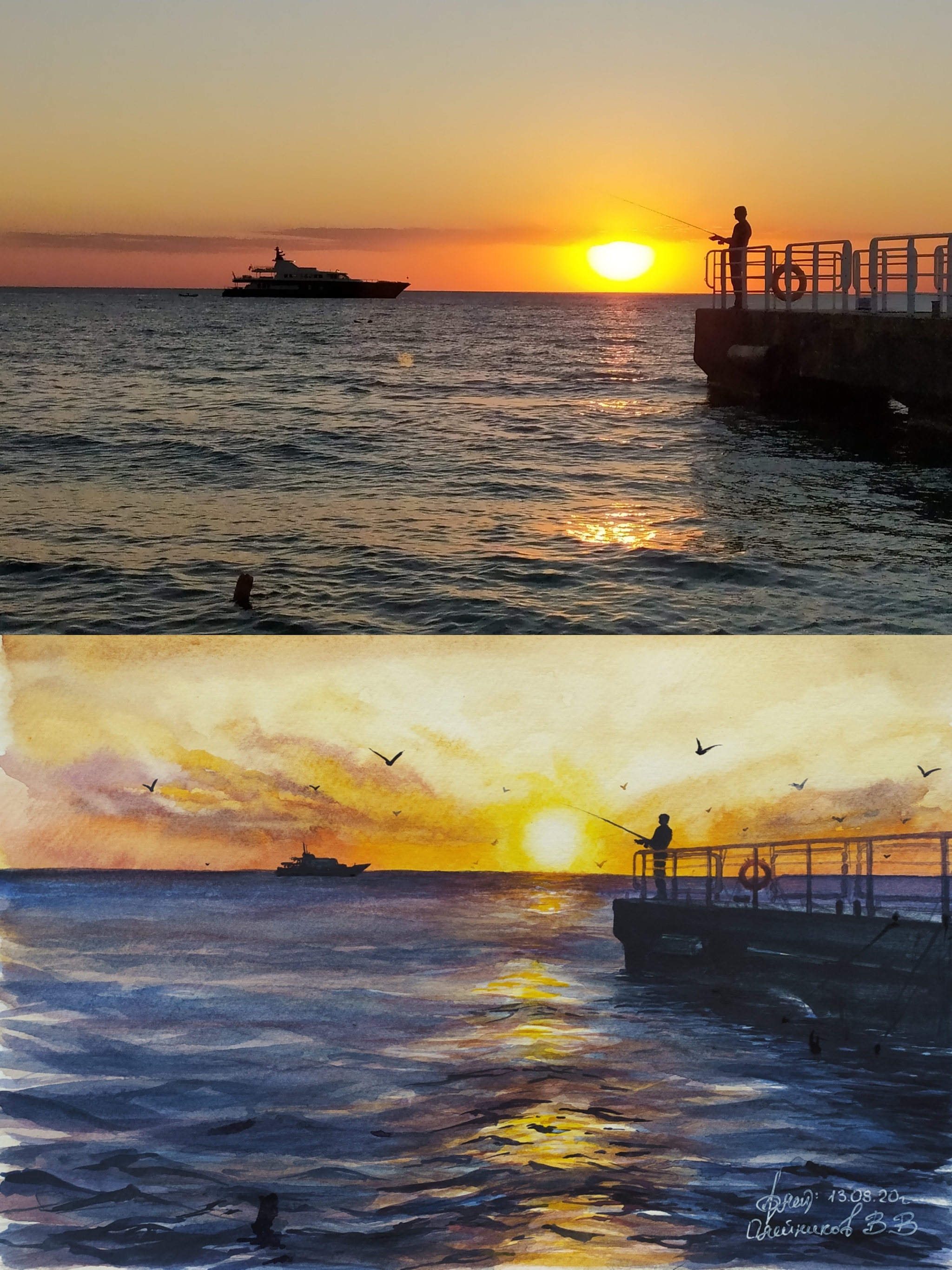 Crimea, sea, sun (watercolor/paper A4 format) - My, Crimea, Sea, Images, Watercolor, Drawing, The photo, A life, beauty