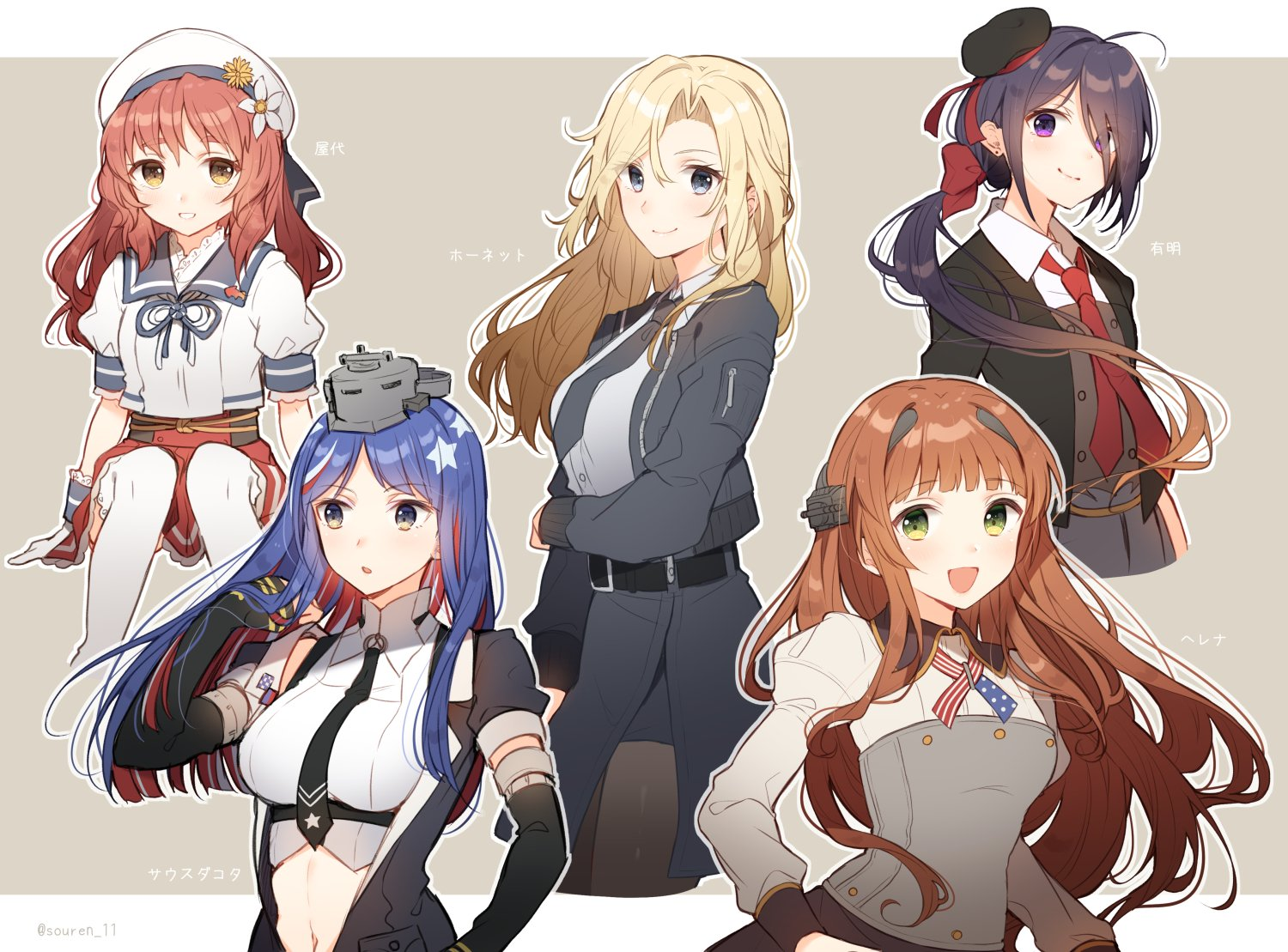 Канмусу, прибывшие этим летним ивентом - Kantai Collection, Hornet, Uss South Dakota, Ariake, Аниме, Anime Art, Yashiro