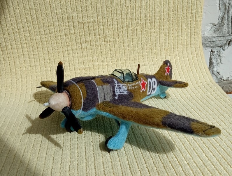 La-5 made of wool - Technics, LA-5, Airplane, Dry felting, Aviation, Modeling, Only old men go to battle, Maestro, Fighter, Longpost, Needlework without process