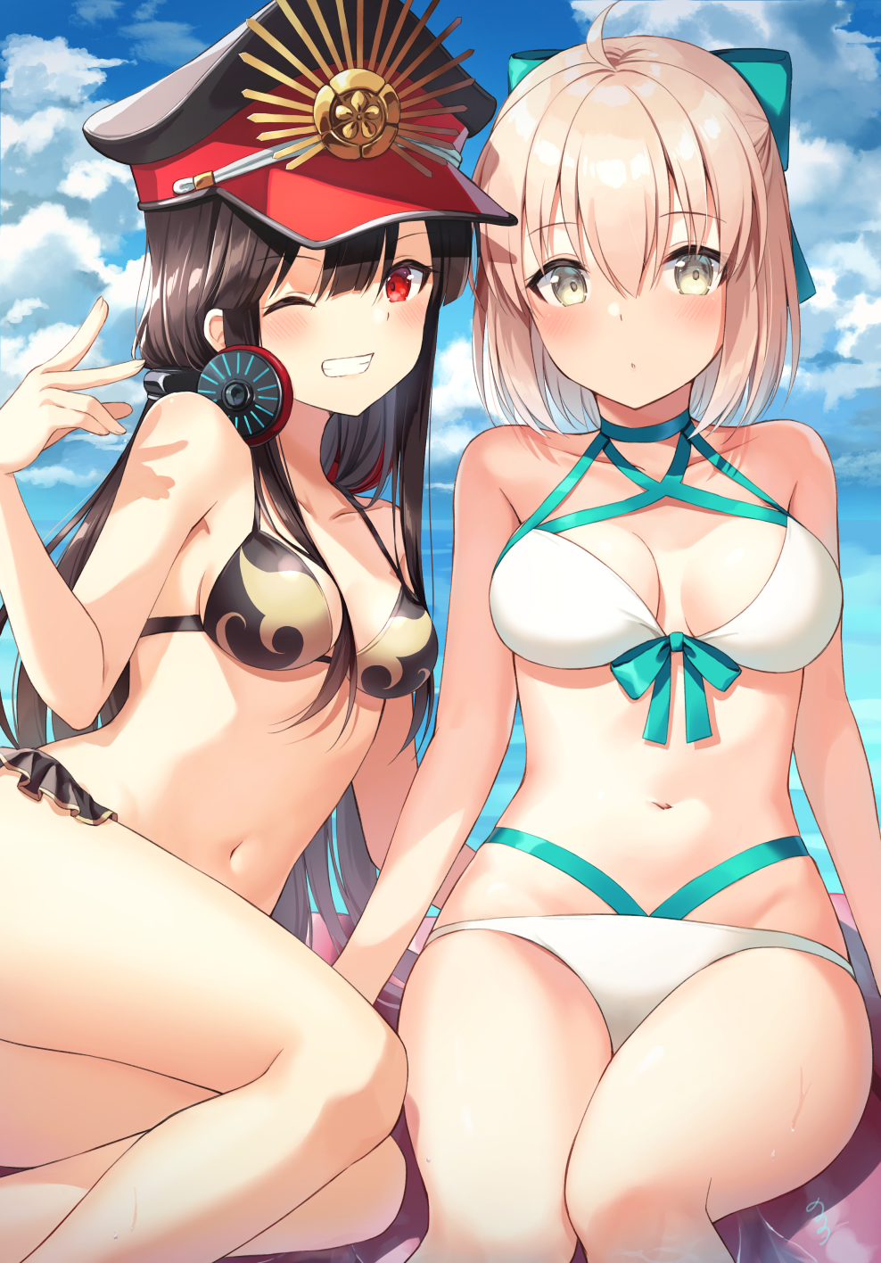 Oda Nobunaga & Okita Souji - NSFW, Аниме, Anime Art, Fate, Fate Grand Order, Oda Nobunaga, Okita Souji, Купальник, Грудь