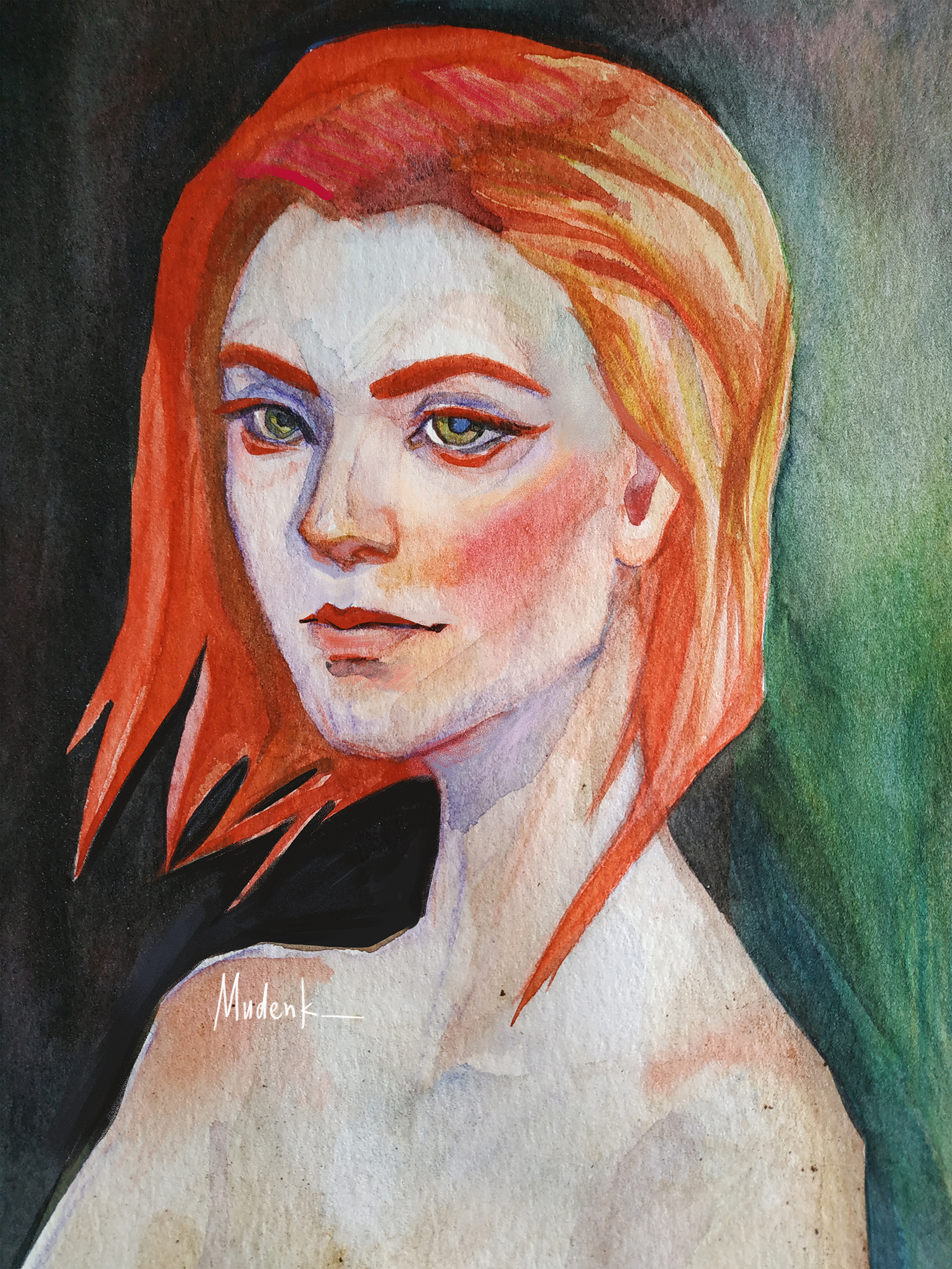 Portrait of a girl. Watercolor - My, Drawing, Watercolor, Painting, Portrait, Beautiful girl, Elves, Illustrations, Cartoon style, Stylization, Creation, I'm an artist - that's how I see it, Heifers, Anime art, Longpost