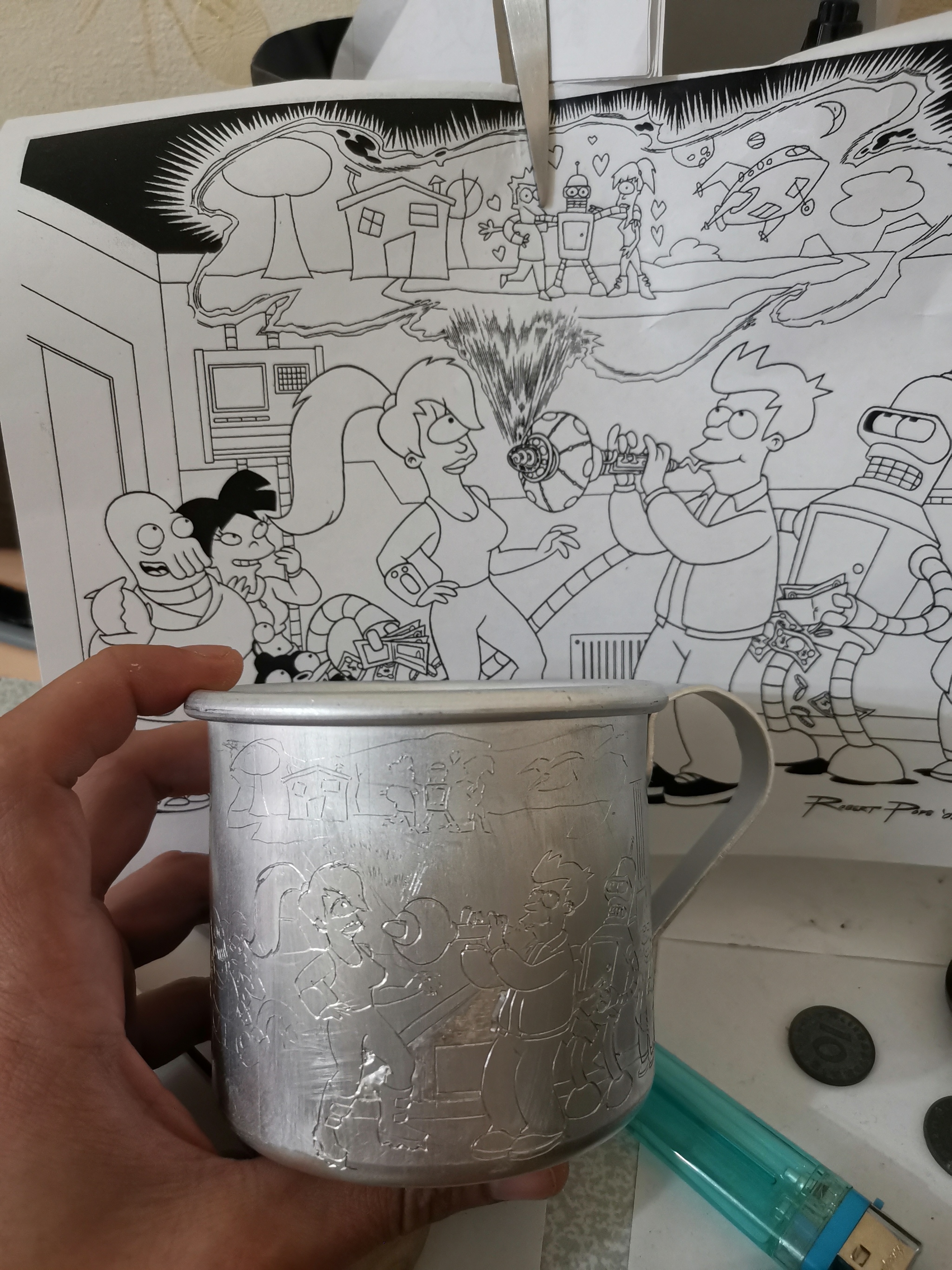 Mug Futurama - My, Futurama, Кружки, Stichel, Longpost