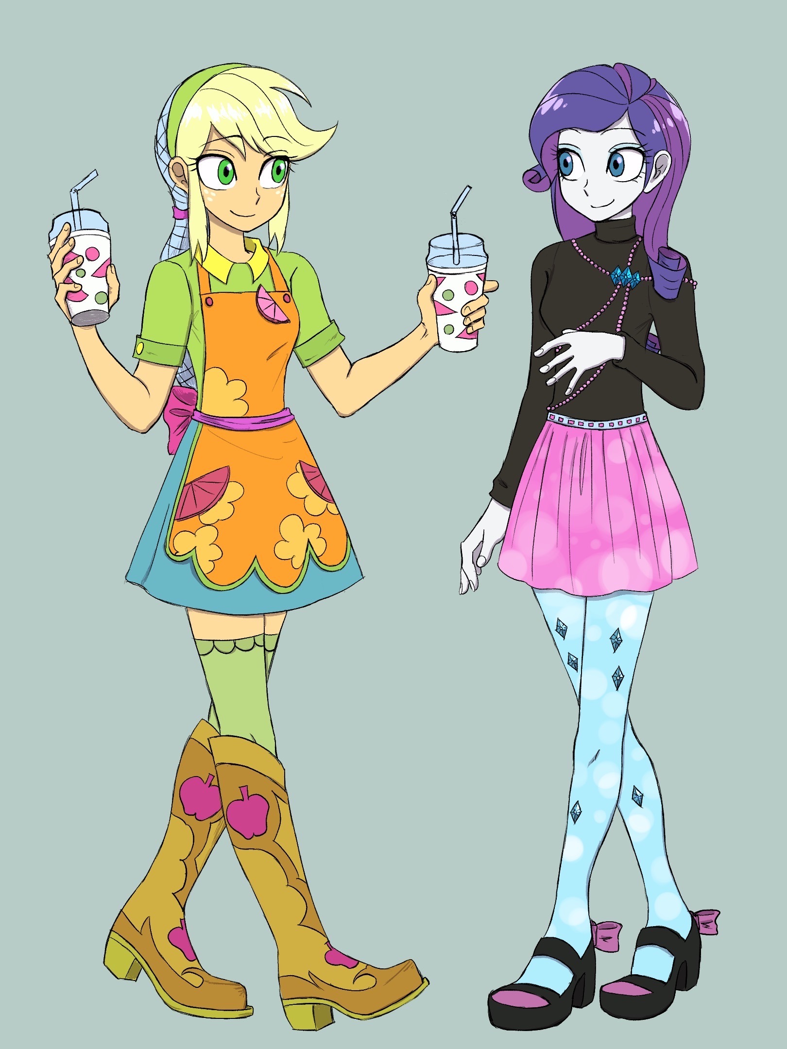 Just a Farmer and a Fashionista - My little pony, Equestria girls, Rarity, Applejack, MLP Lesbian, Shipping, Haibaratomoe, Longpost