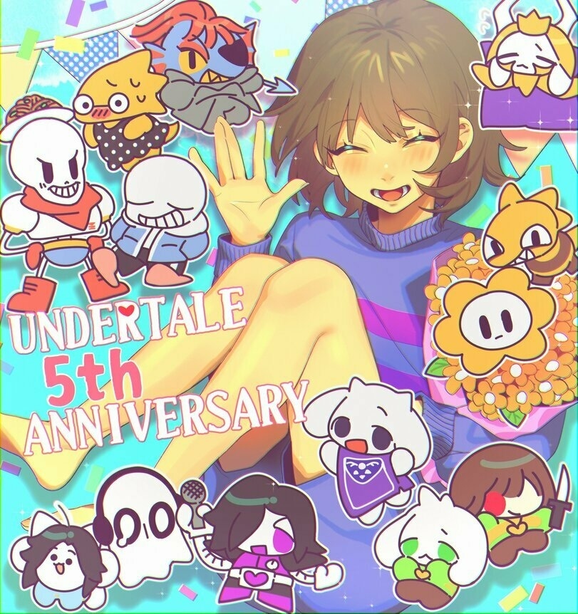 A collection of art in honor of the game's fifth anniversary - Undertale, Alltogether, Art, Games, Anniversary, Longpost