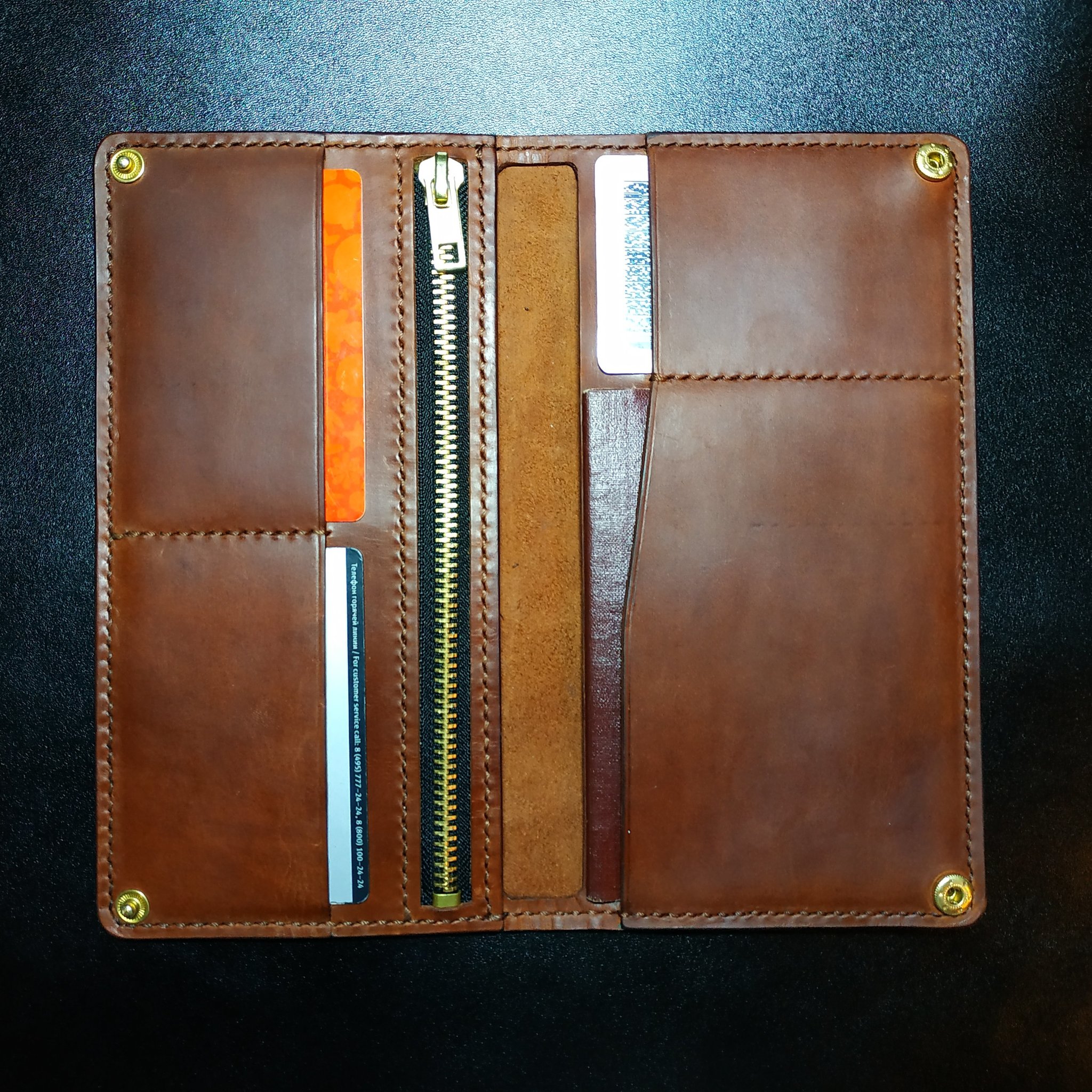 Leather wallet - My, Purse, Leather products, Needlework without process, Sample, Leather, Longpost