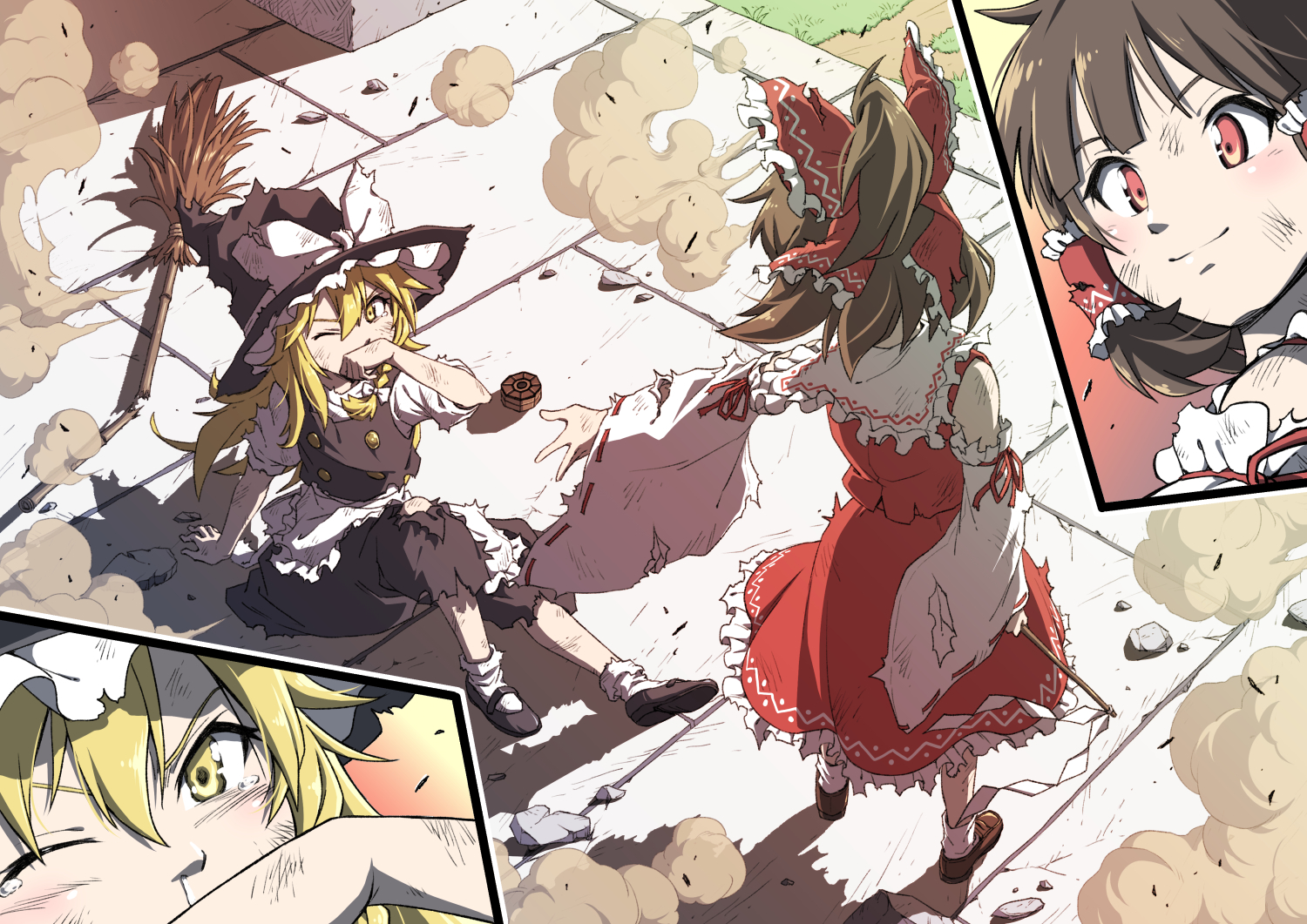 It was a good match - Touhou, Hakurei Reimu, Kirisame marisa, Anime art, Anime, Inuno rakugaki