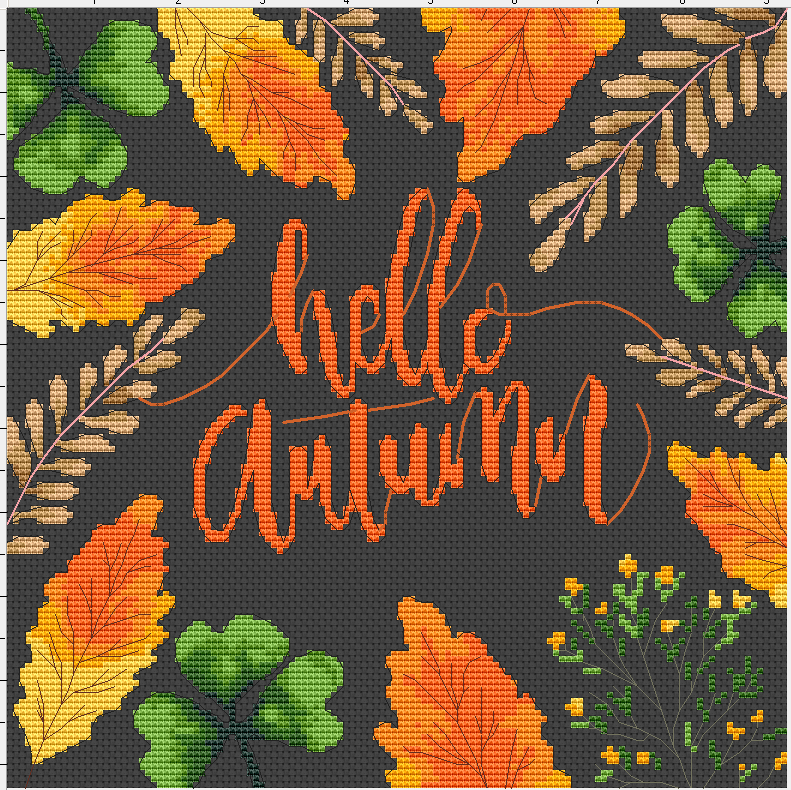 Hello Autumn. Scheme - My, Embroidery, Needlework without process, Autumn, Longpost, Scheme