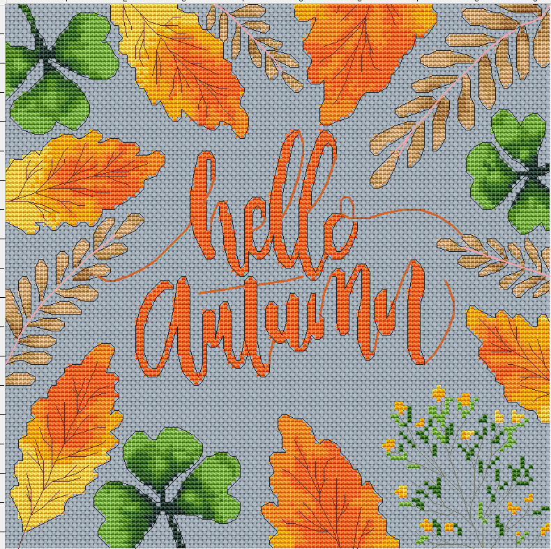 Hello Autumn. Scheme - My, Embroidery, Needlework without process, Autumn, Longpost, Scheme