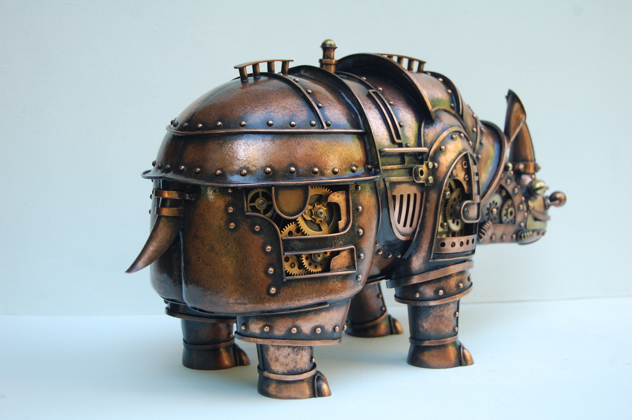 Steampunk rhinoceros - My, Rhinoceros, Needlework, Longpost, Steampunk, Sculpture, Needlework without process