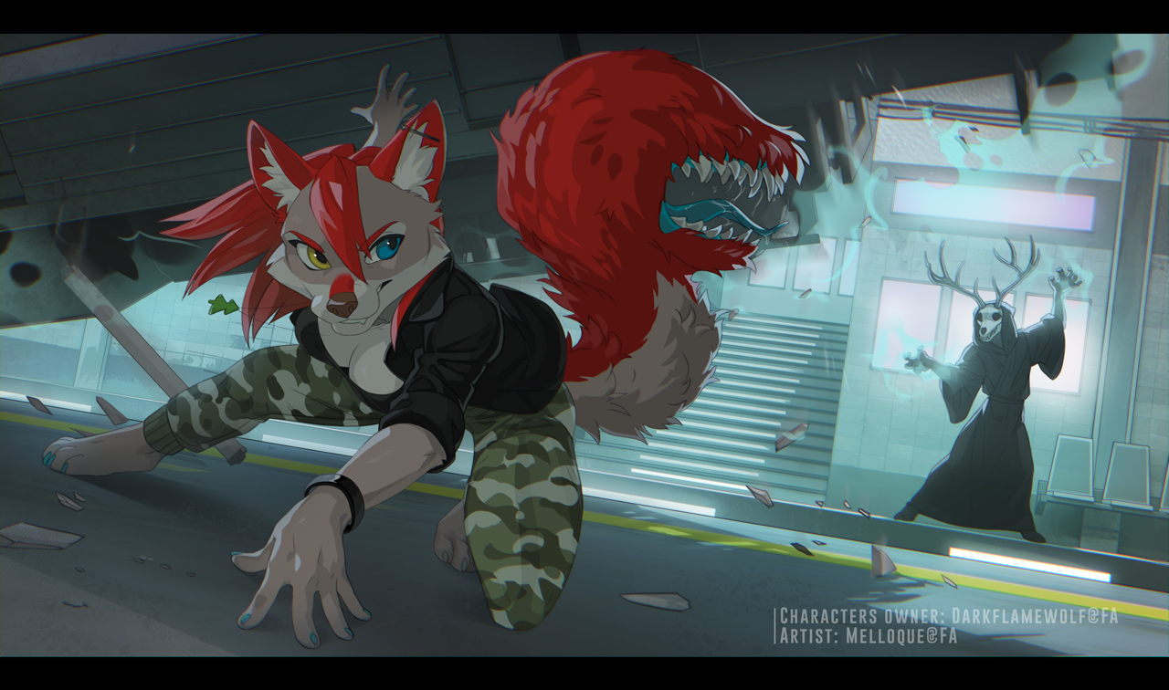 Battle - Furry, Art, Tail, Magic, The street, Melloque