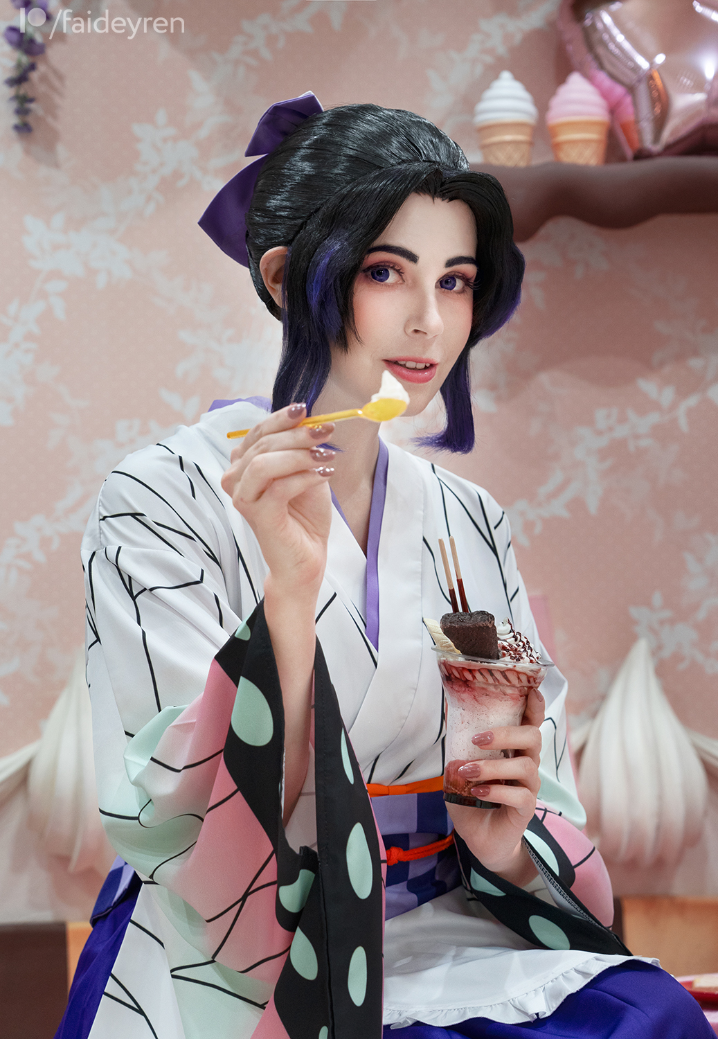 Cosplay at the maid cafe version of Shinobu and about the experience of renting a cosplay sharing studio - My, Faid Eyren, Cosplay, Kimetsu no yaiba, Kochou shinobu, Life stories, Video, Longpost