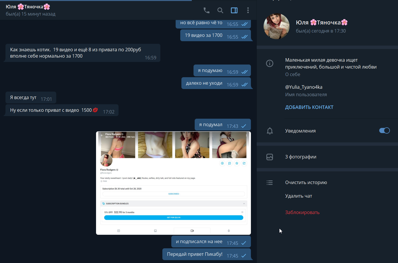 How do they scam money on telegram or who is Yulia Tyanochka? - NSFW, My, Negative, Telegram, Fake, Scam, Girls, Longpost, Divorce for money, Screenshot, Correspondence