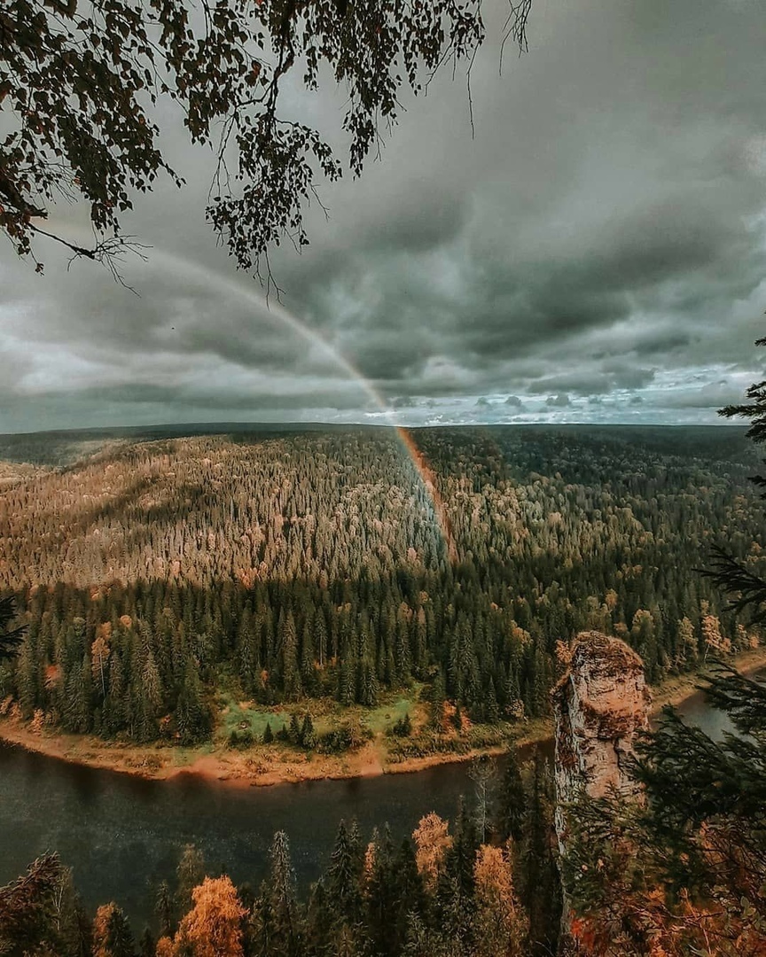 Пермский край - Фотография, Пермский край, Россия, Природа, Лес, Река, Тучи, Радуга, Длиннопост